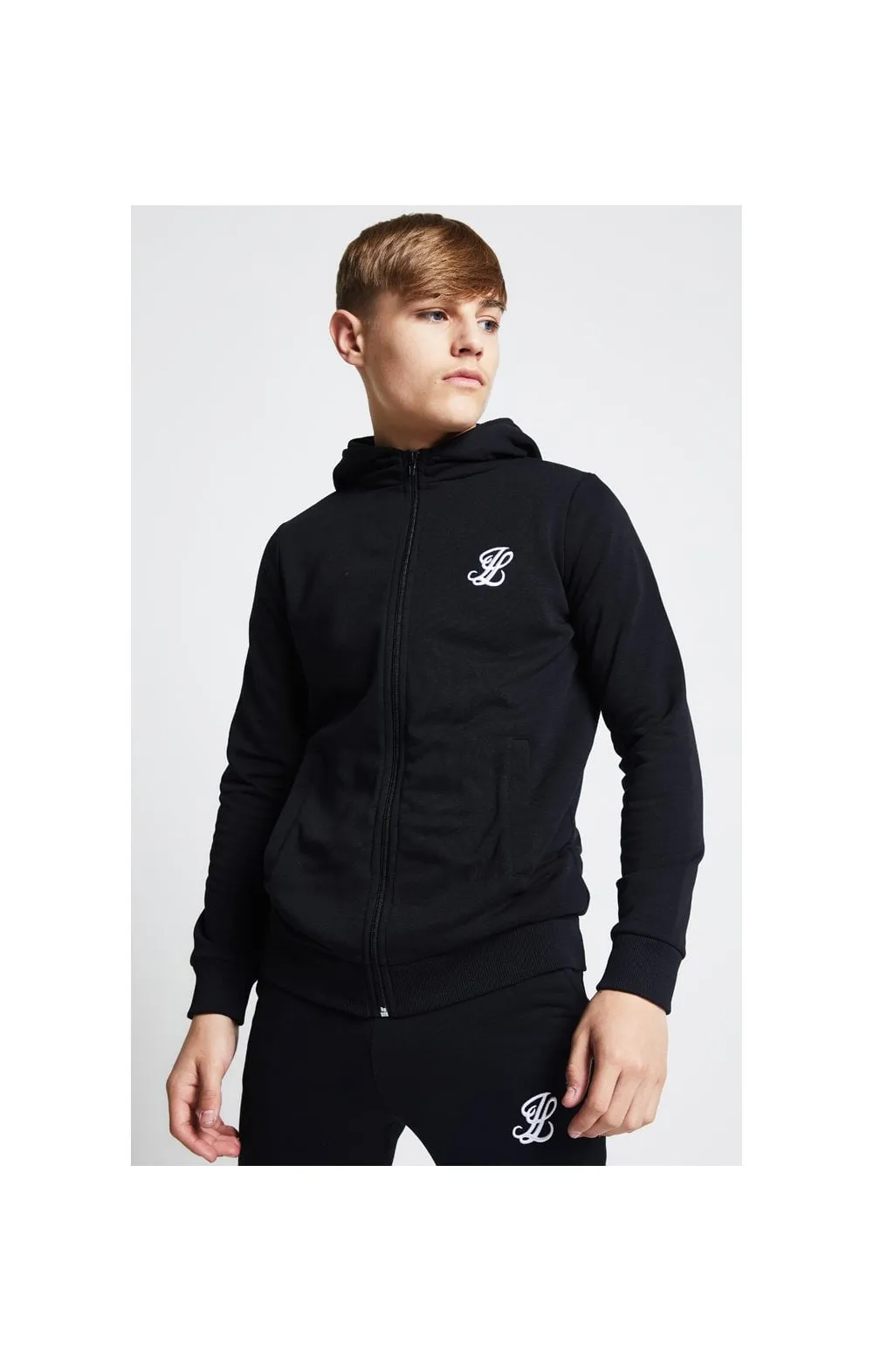 Boys Illusive Black Zip Thru Hoodie sold by Siksilk