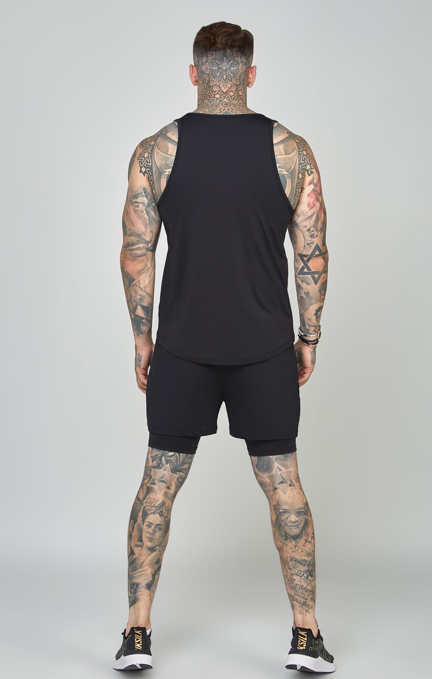 Black Sports Curved Hem Muscle Fit Vest sold by Siksilk product image thumbnail 5