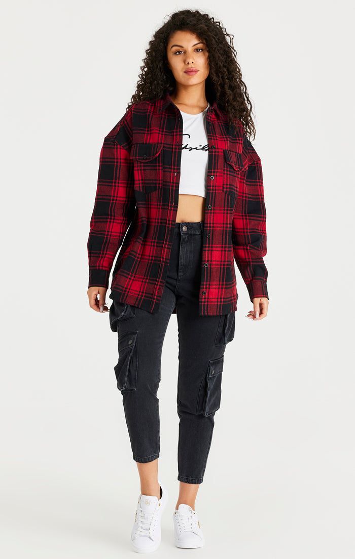 SikSilk Oversized Check Shirt - Red sold by Siksilk product image thumbnail 4