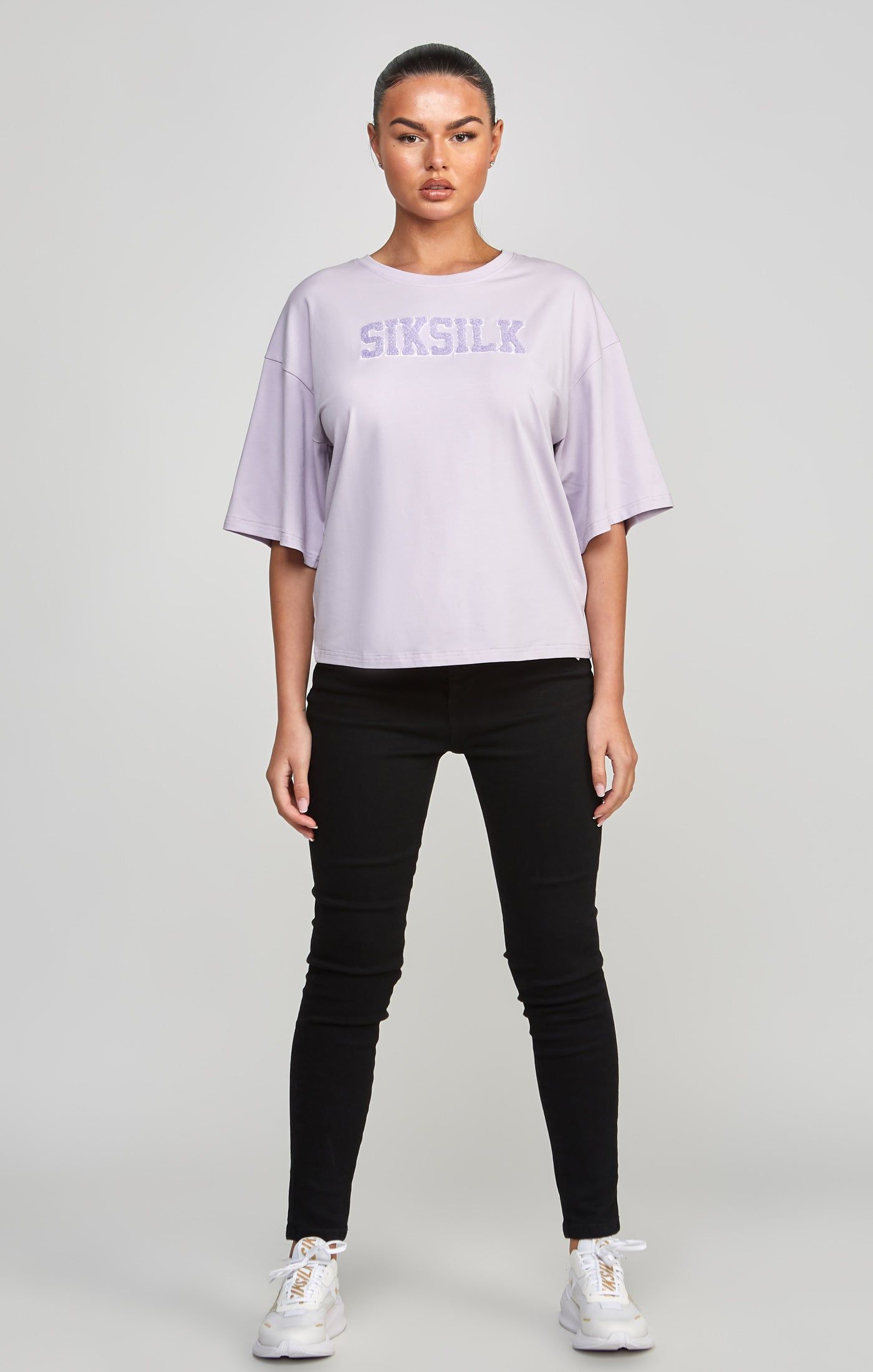 Purple Varsity Logo Crop T-Shirt sold by Siksilk product image thumbnail 3