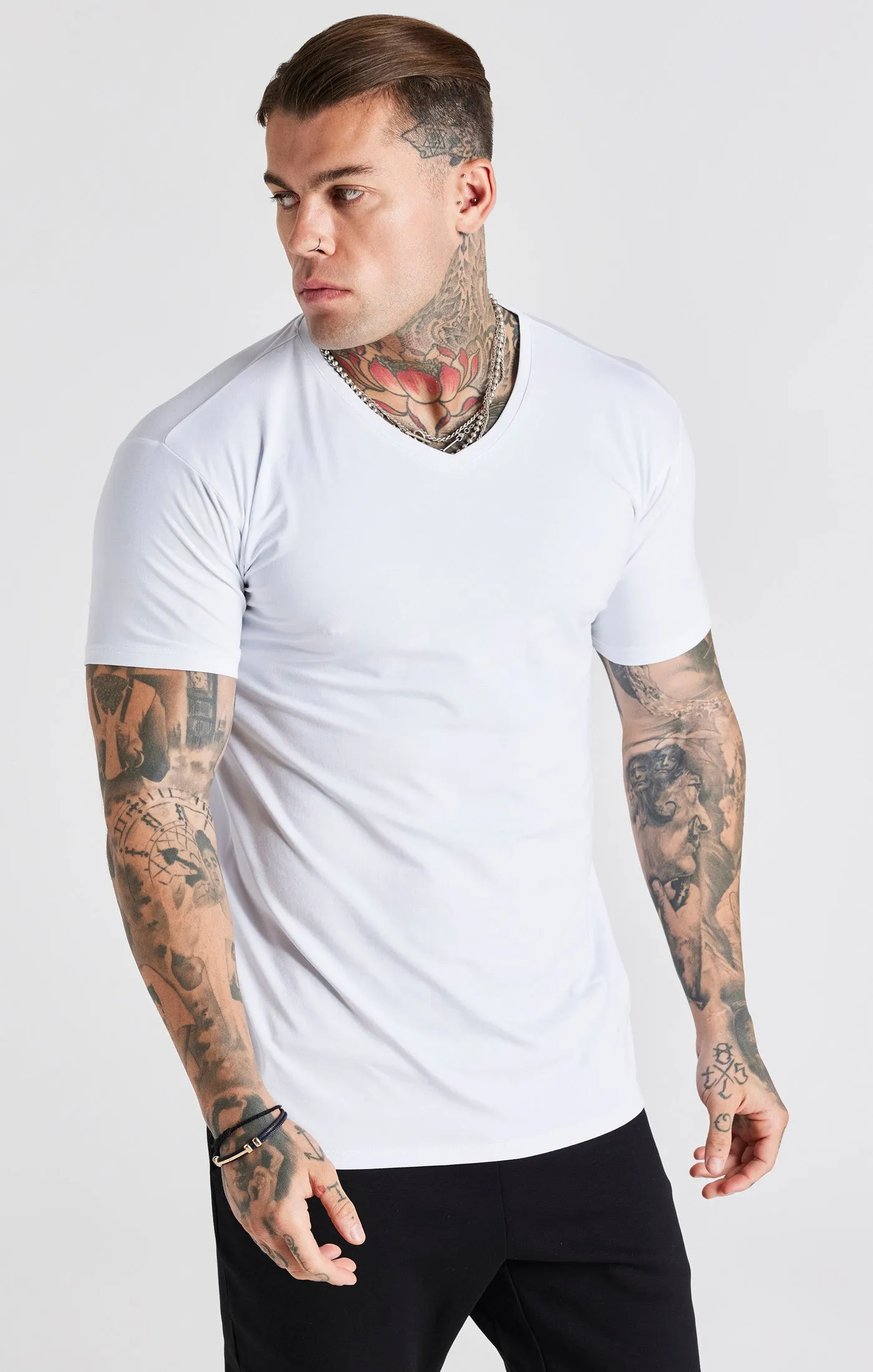 White And Grey Twin Pack V-Neck T-Shirt sold by Siksilk product image thumbnail 2