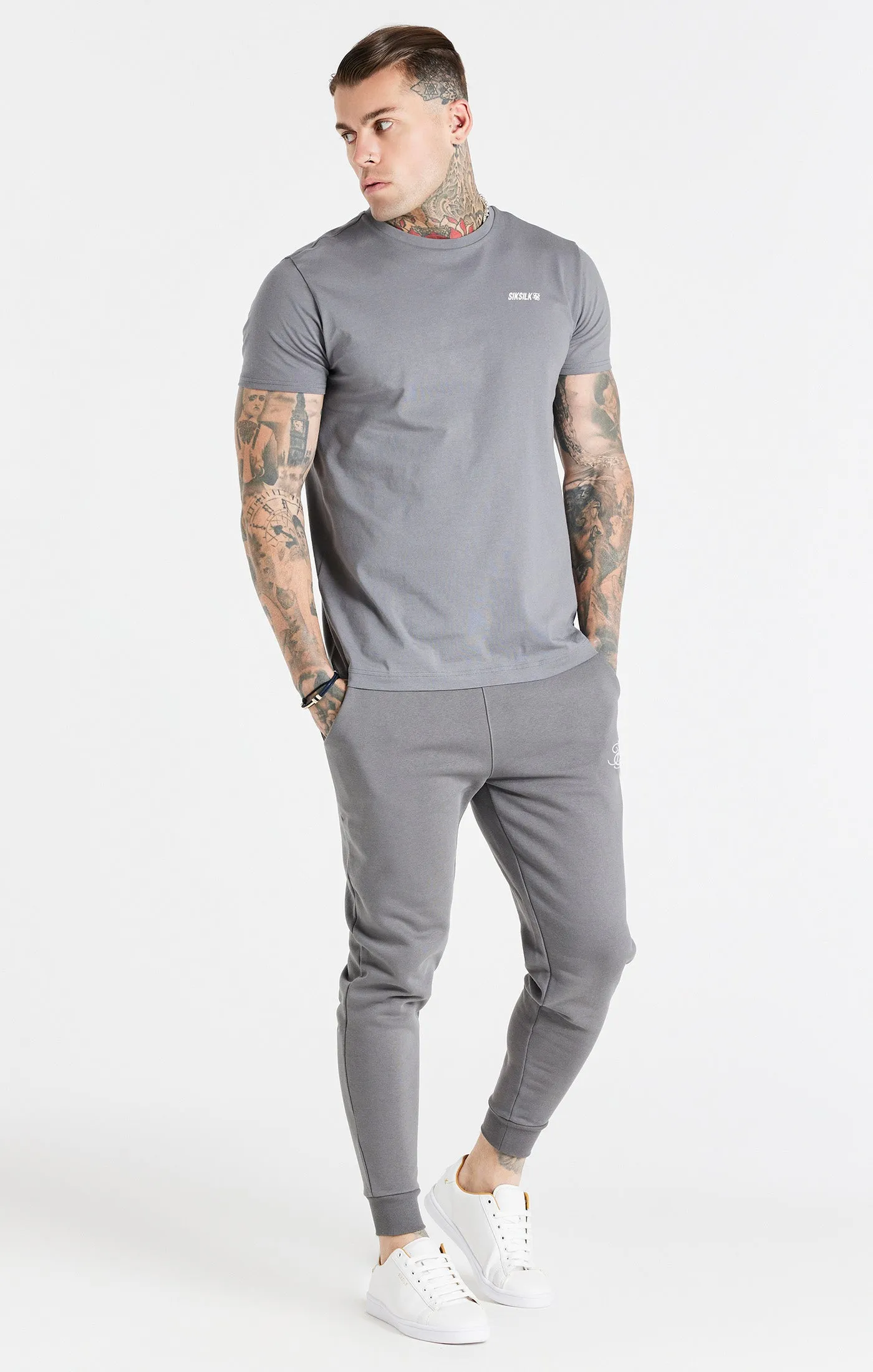 Grey Essential Cuffed Jogger sold by Siksilk product image thumbnail 4