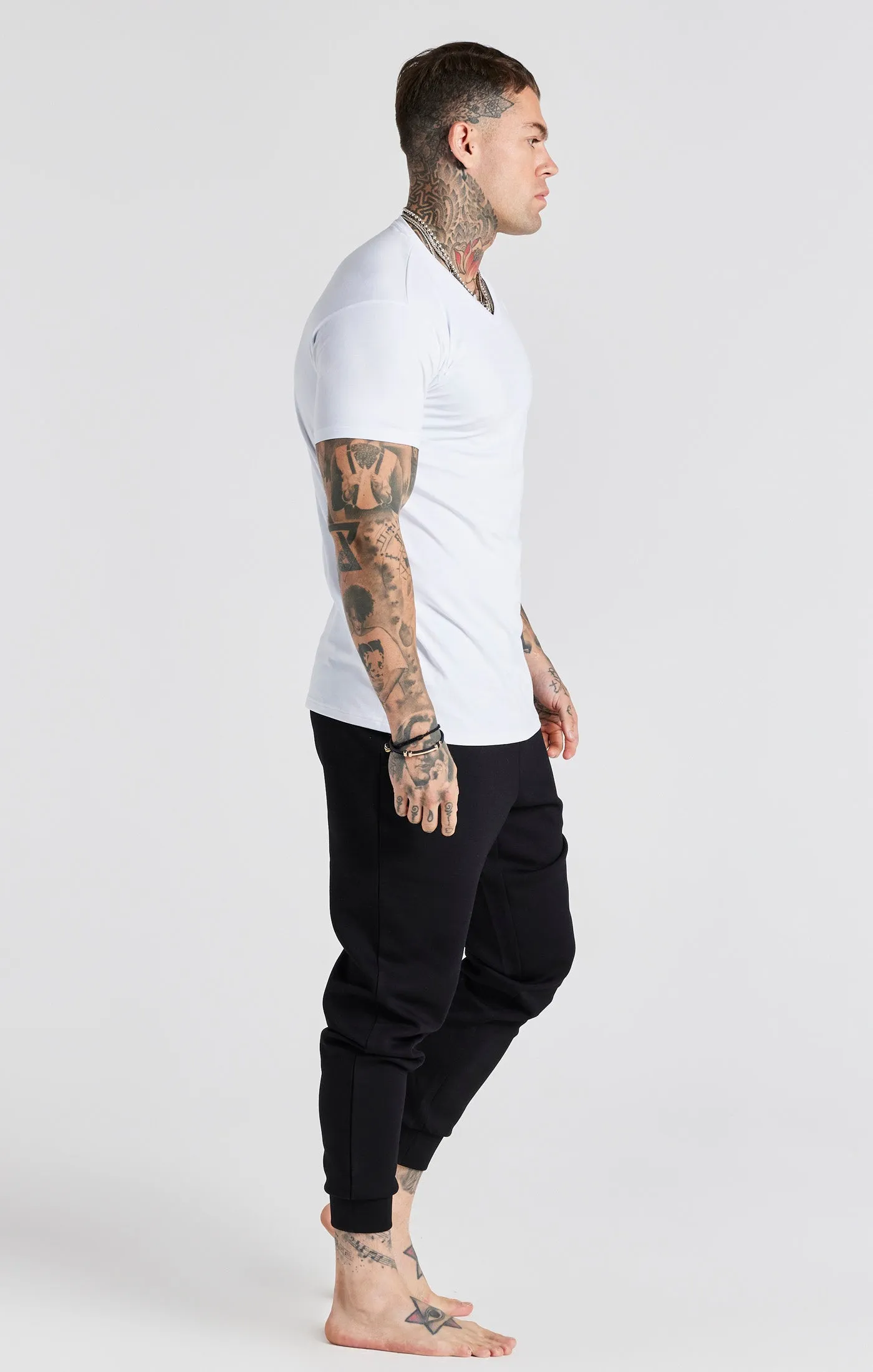 White And Grey Twin Pack V-Neck T-Shirt sold by Siksilk product image thumbnail 4
