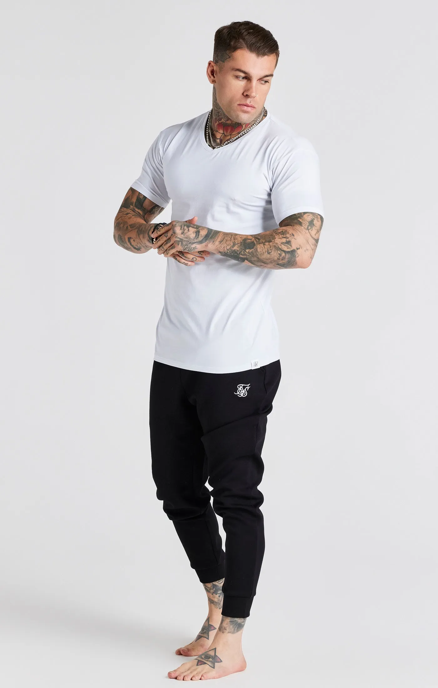 White And Grey Twin Pack V-Neck T-Shirt sold by Siksilk product image thumbnail 3