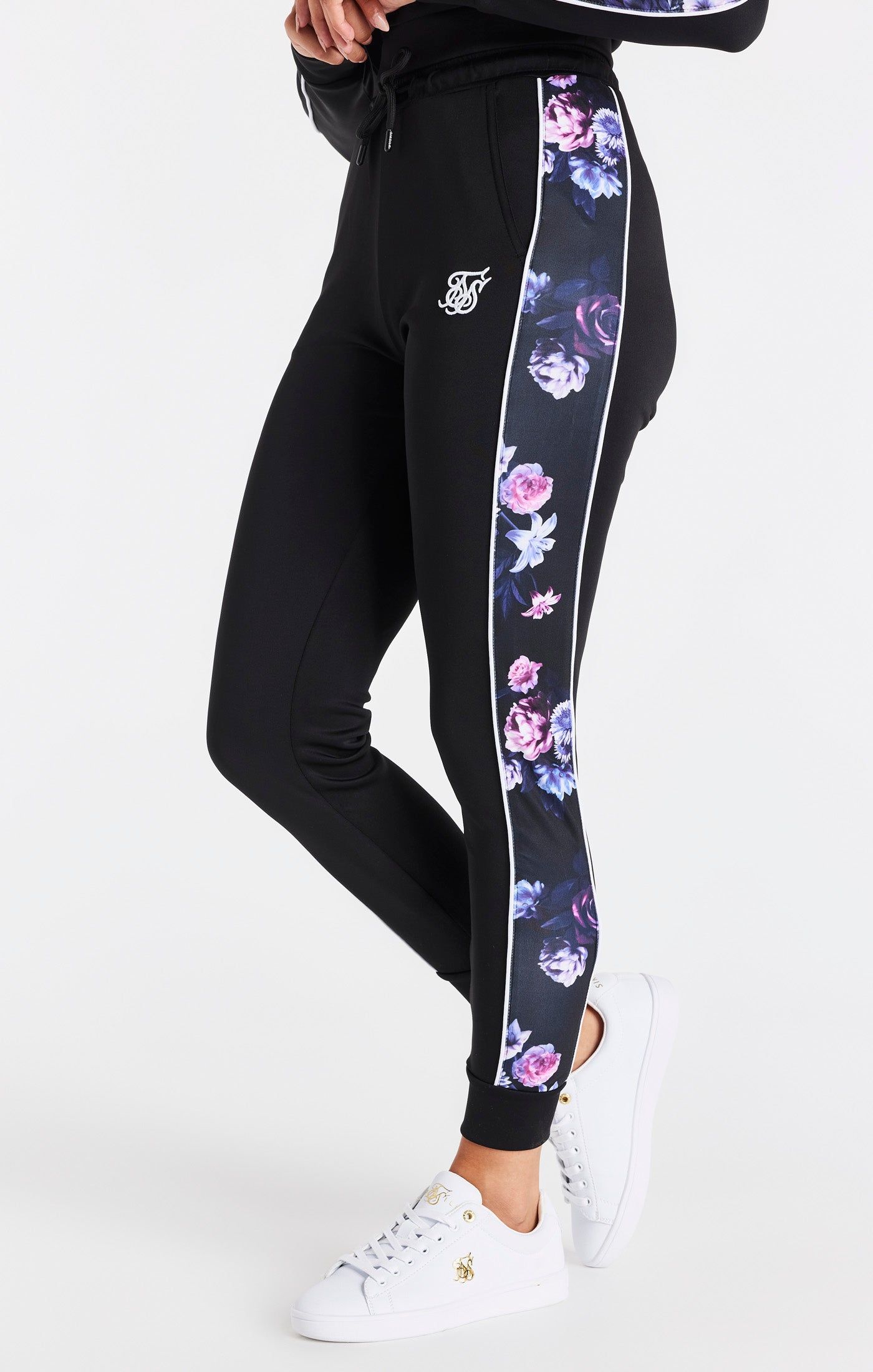 SikSilk Floral Luxe Track Pants - Black sold by Siksilk