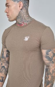 Brown Essential Short Sleeve Muscle Fit T-Shirt sold by Siksilk