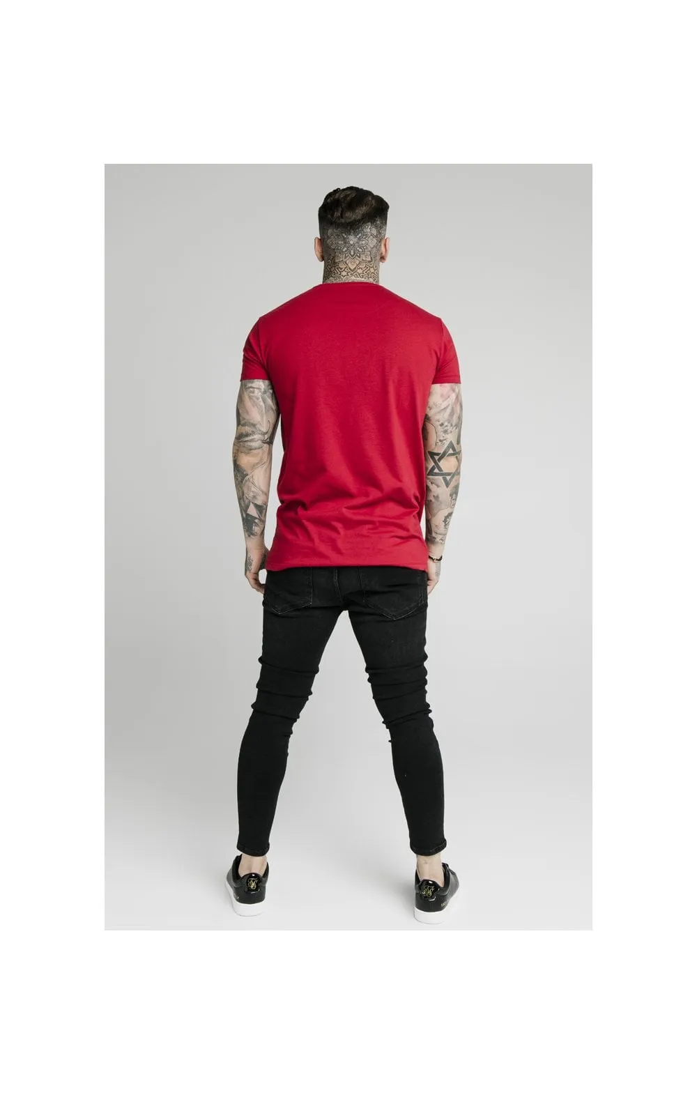 SikSilk Straight Hem Chain Print Box Tee - Dark Red sold by Siksilk product image thumbnail 5