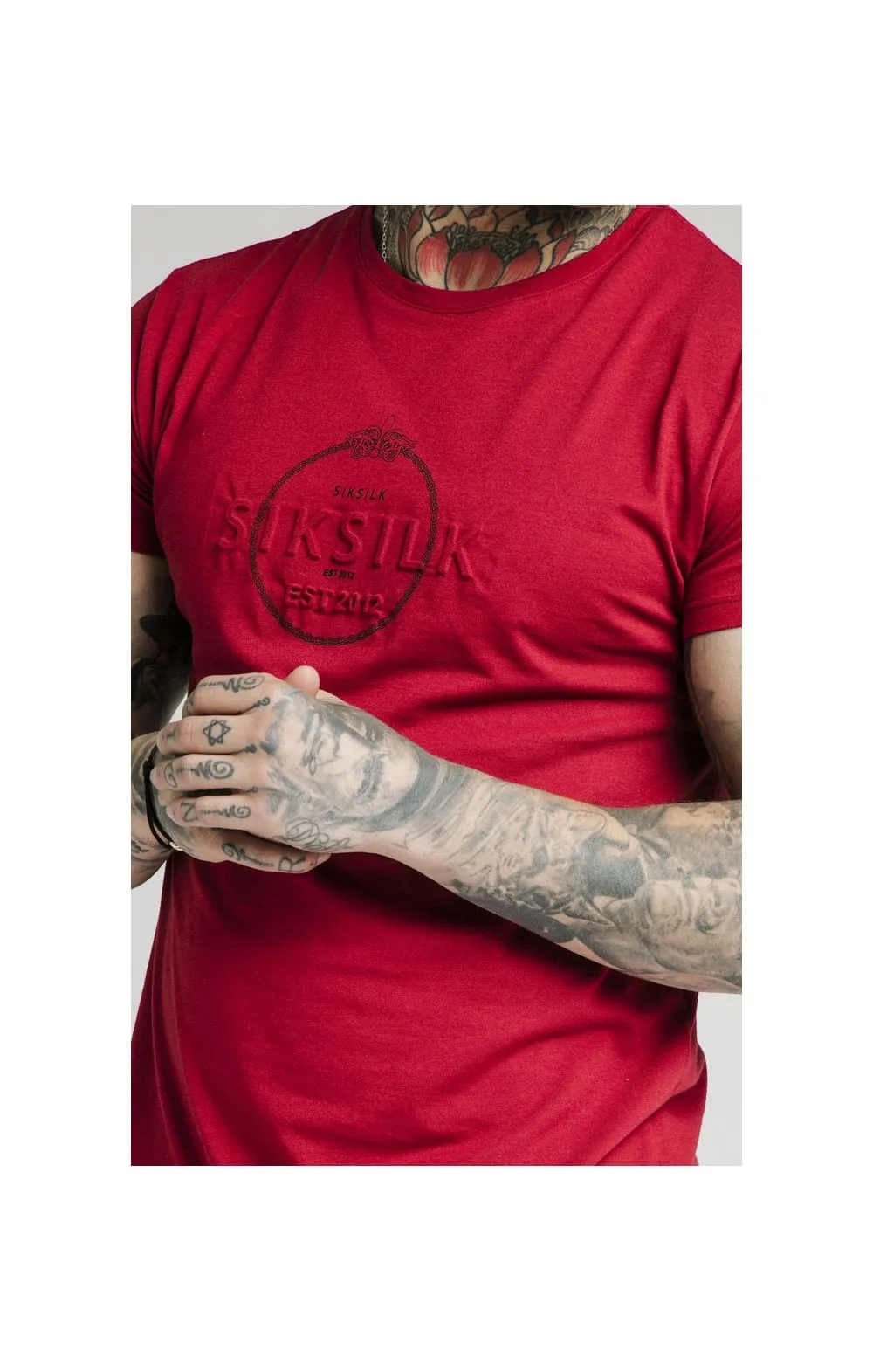 SikSilk Straight Hem Chain Print Box Tee - Dark Red sold by Siksilk product image thumbnail 2