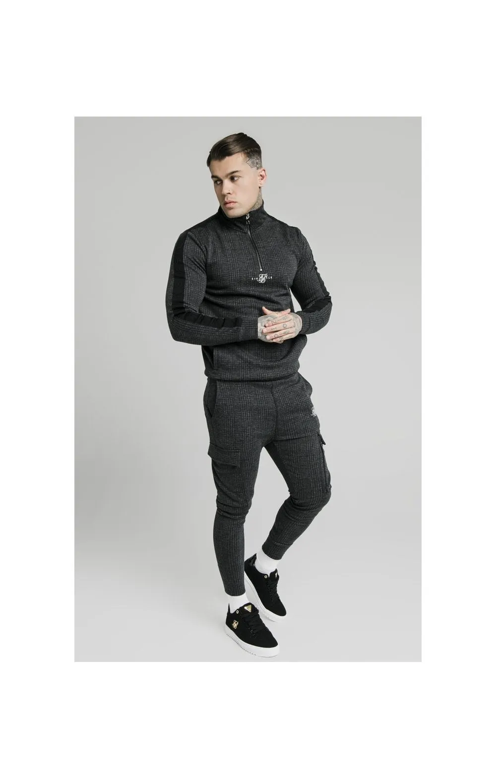 SikSilk Tonal Check Cargo Pant – Grey sold by Siksilk product image thumbnail 4