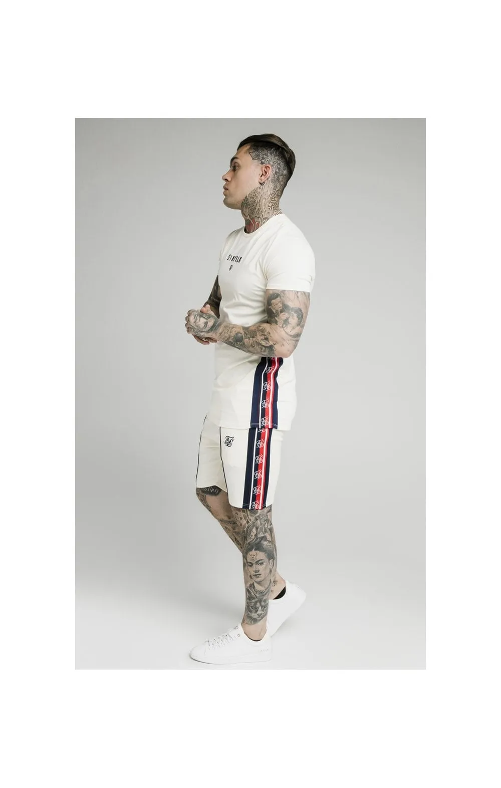 SikSilk Retro Tape Relaxed Shorts - Off White sold by Siksilk product image thumbnail 5