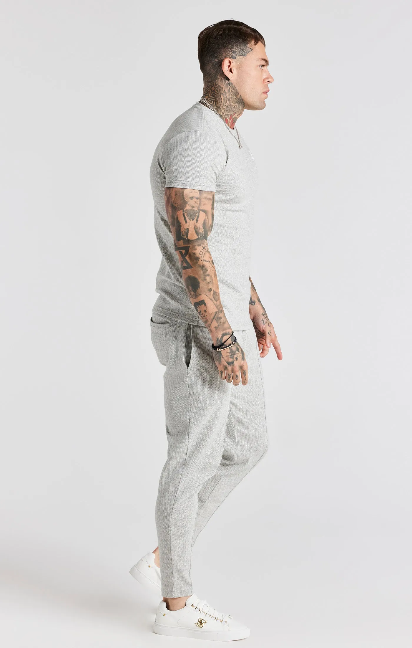 Grey Herringbone Track Pant sold by Siksilk product image thumbnail 3