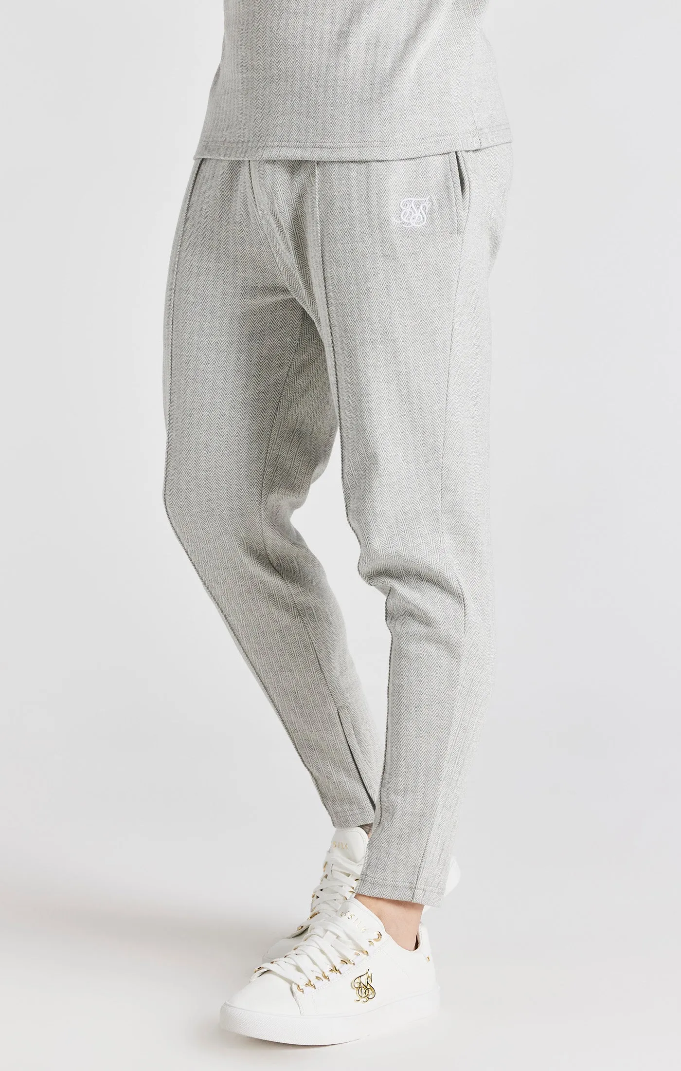 Grey Herringbone Track Pant sold by Siksilk