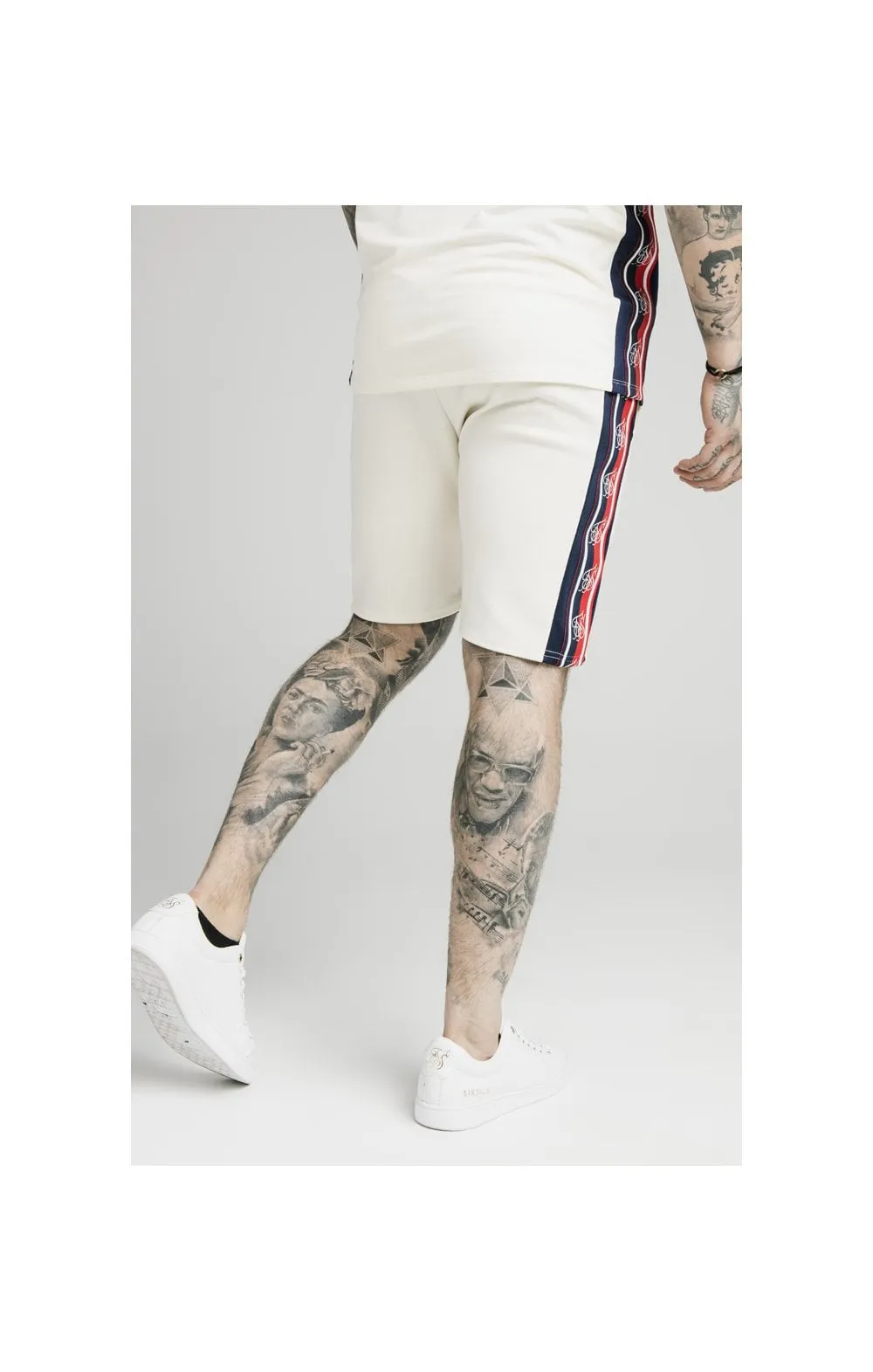 SikSilk Retro Tape Relaxed Shorts - Off White sold by Siksilk product image thumbnail 4