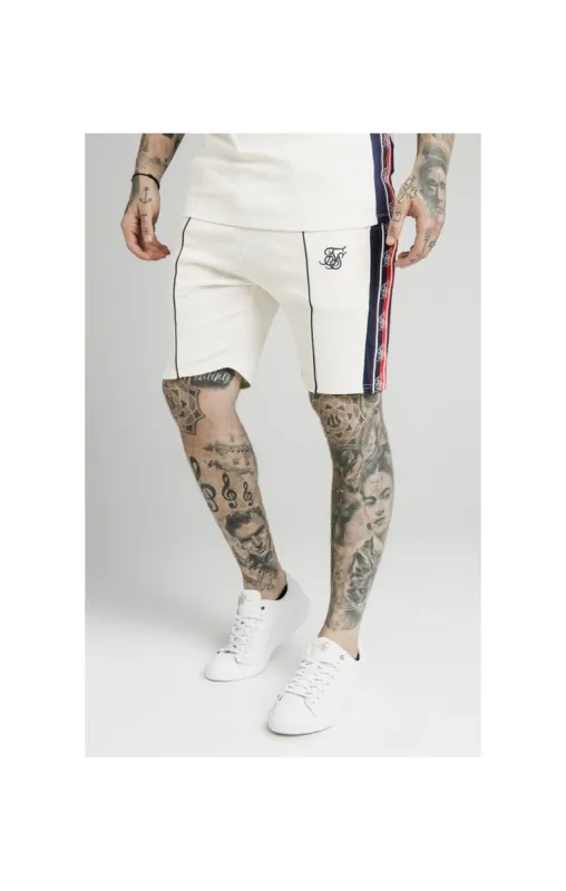 SikSilk Retro Tape Relaxed Shorts - Off White sold by Siksilk