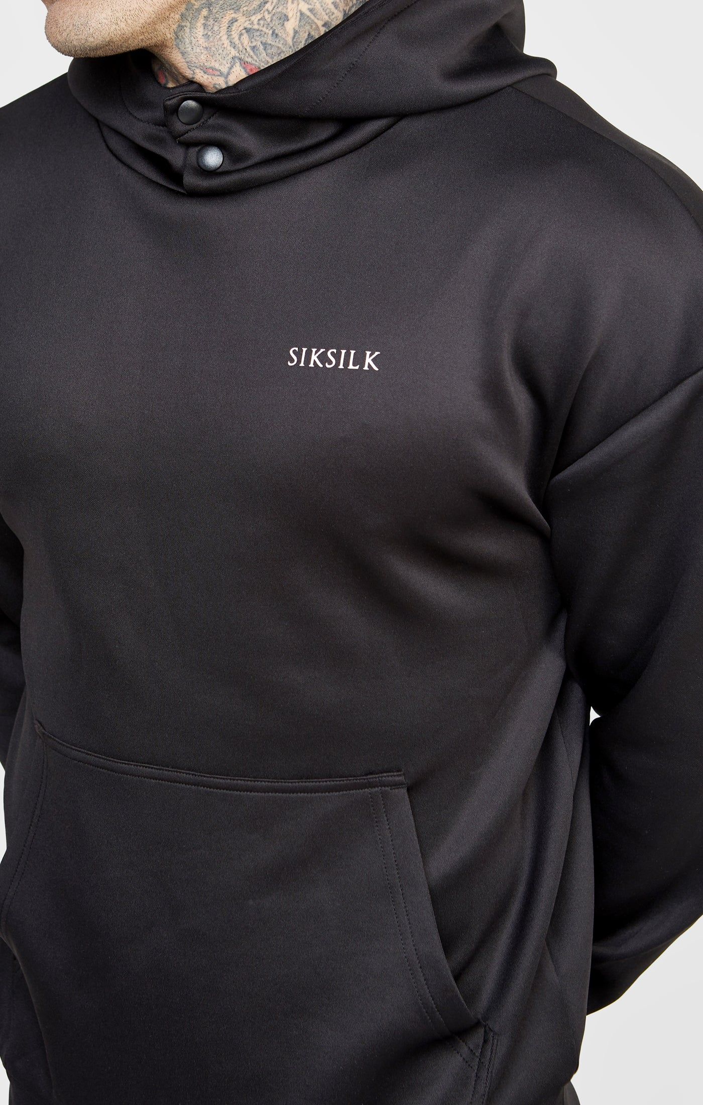 Black Poly Button Overhead Hoodie sold by Siksilk product image thumbnail 2