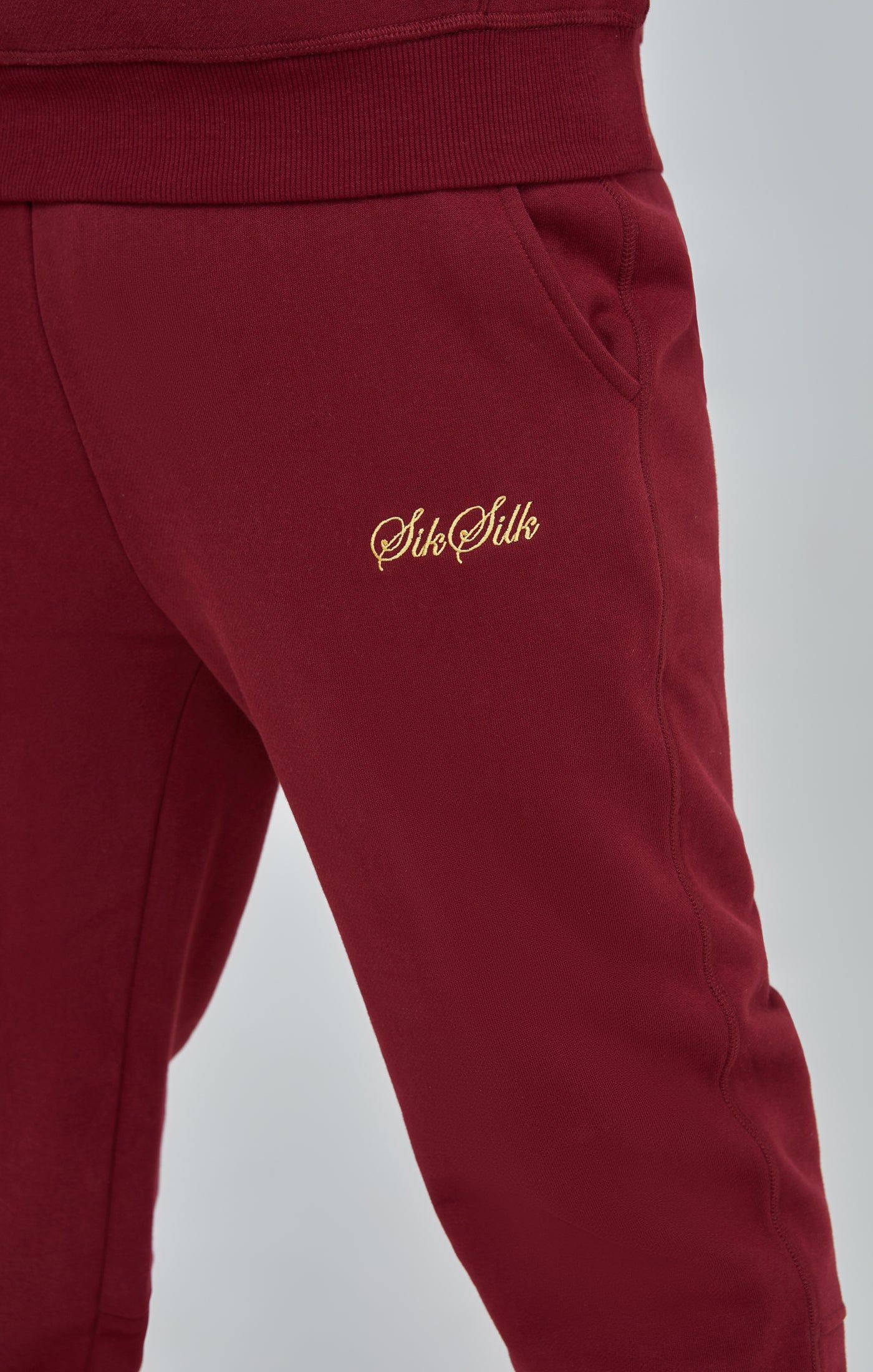 Burgundy Script Logo Relaxed Fit Joggers sold by Siksilk product image thumbnail 6