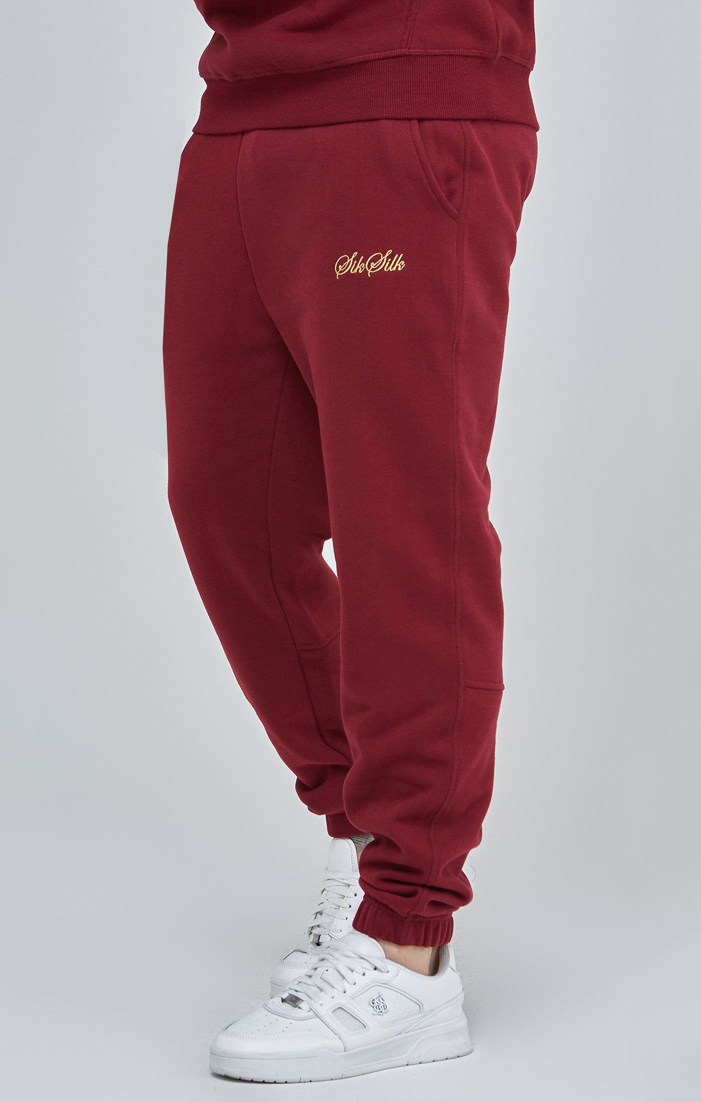 Burgundy Script Logo Relaxed Fit Joggers sold by Siksilk