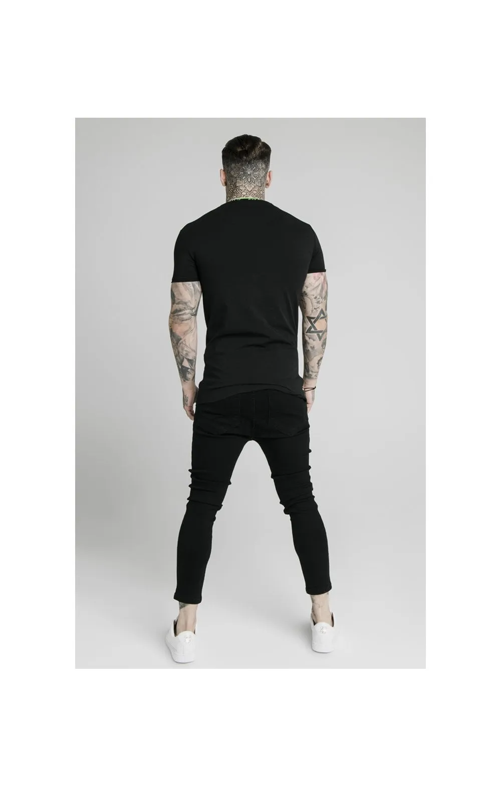 SikSilk Straight Hem Tape Collar Gym Tee - Black sold by Siksilk product image thumbnail 5