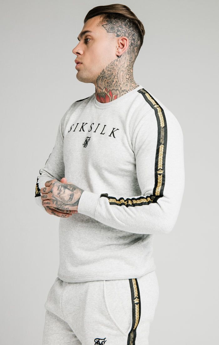 SikSilk Prestige Crew Sweat - Grey Marl sold by Siksilk