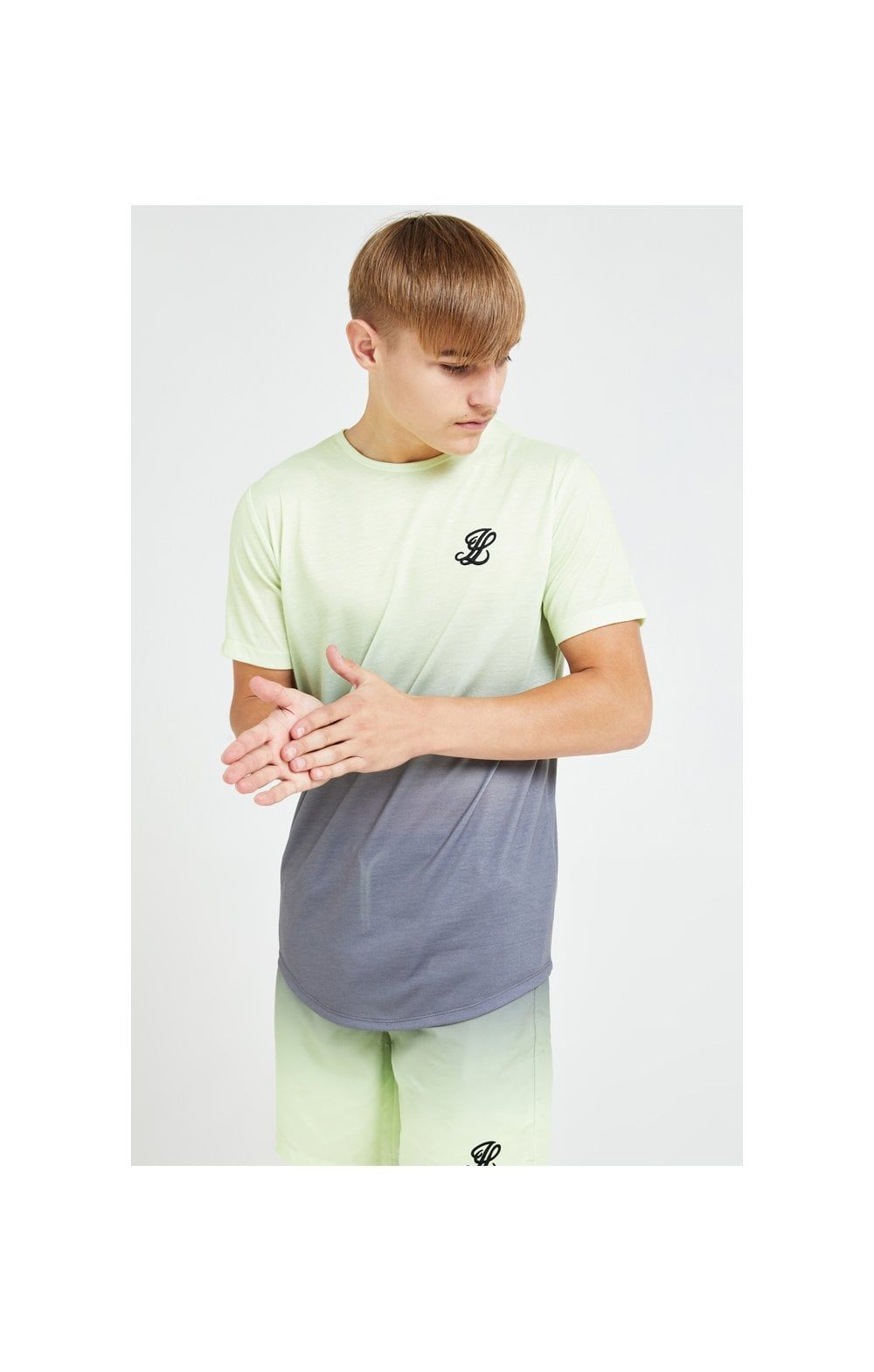 Illusive London Blaze Fade Tee - Dark Grey & Lime sold by Siksilk