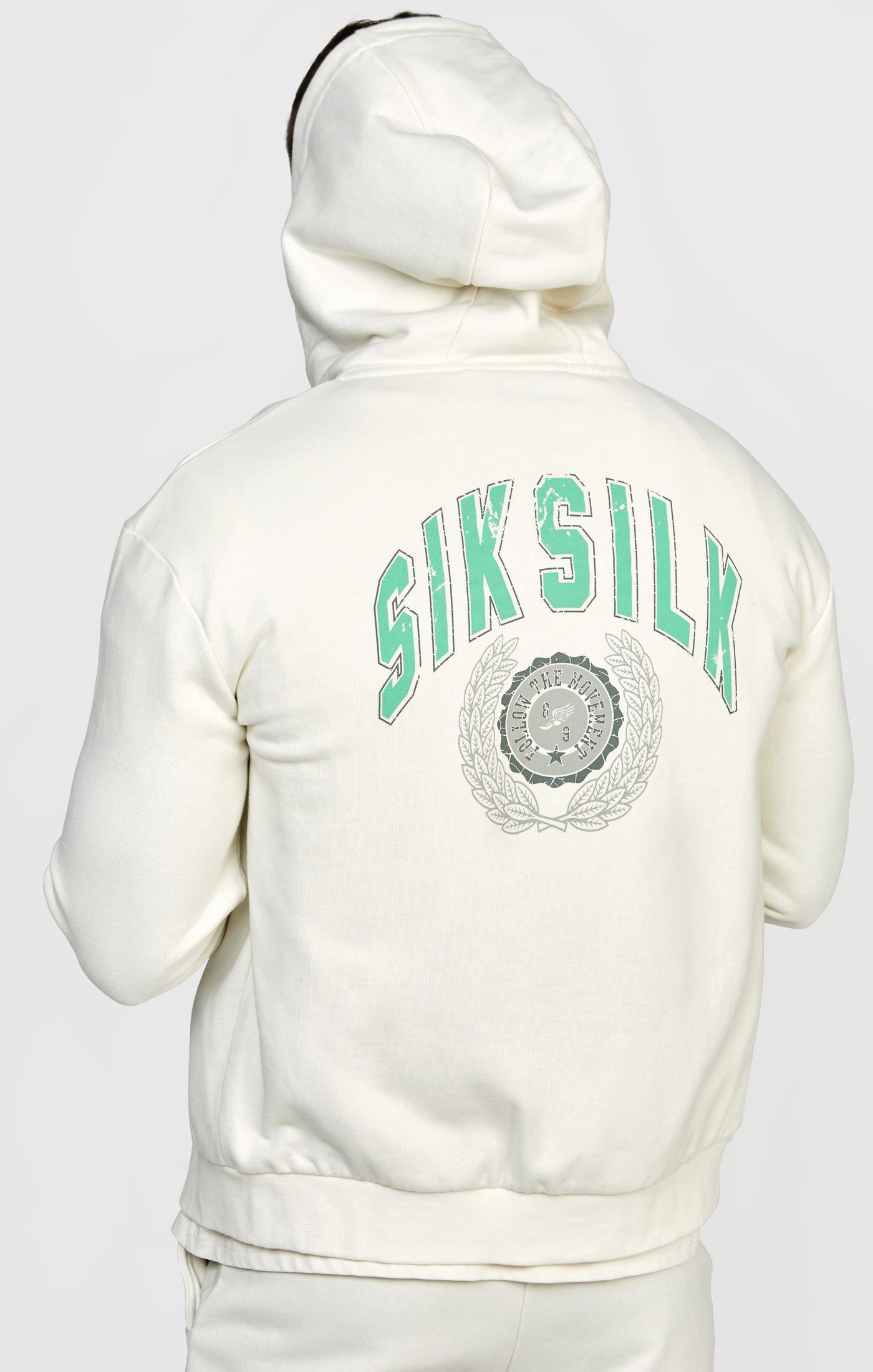 Ecru Zip Thru Varisty Hoodie sold by Siksilk product image thumbnail 6