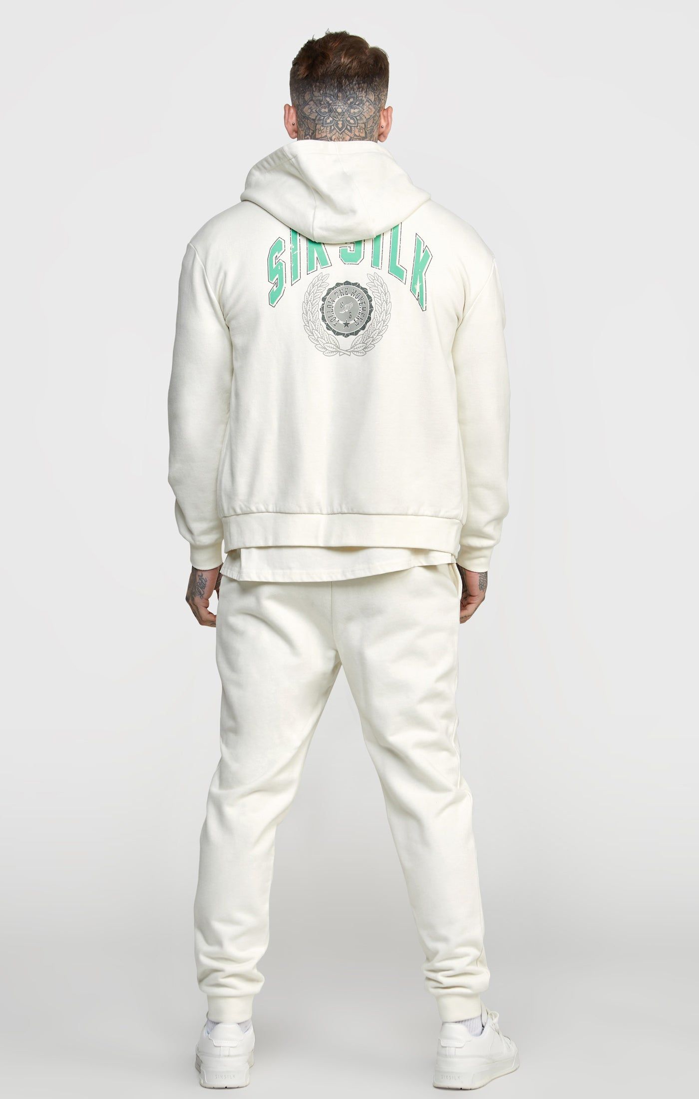 Ecru Zip Thru Varisty Hoodie sold by Siksilk product image thumbnail 5