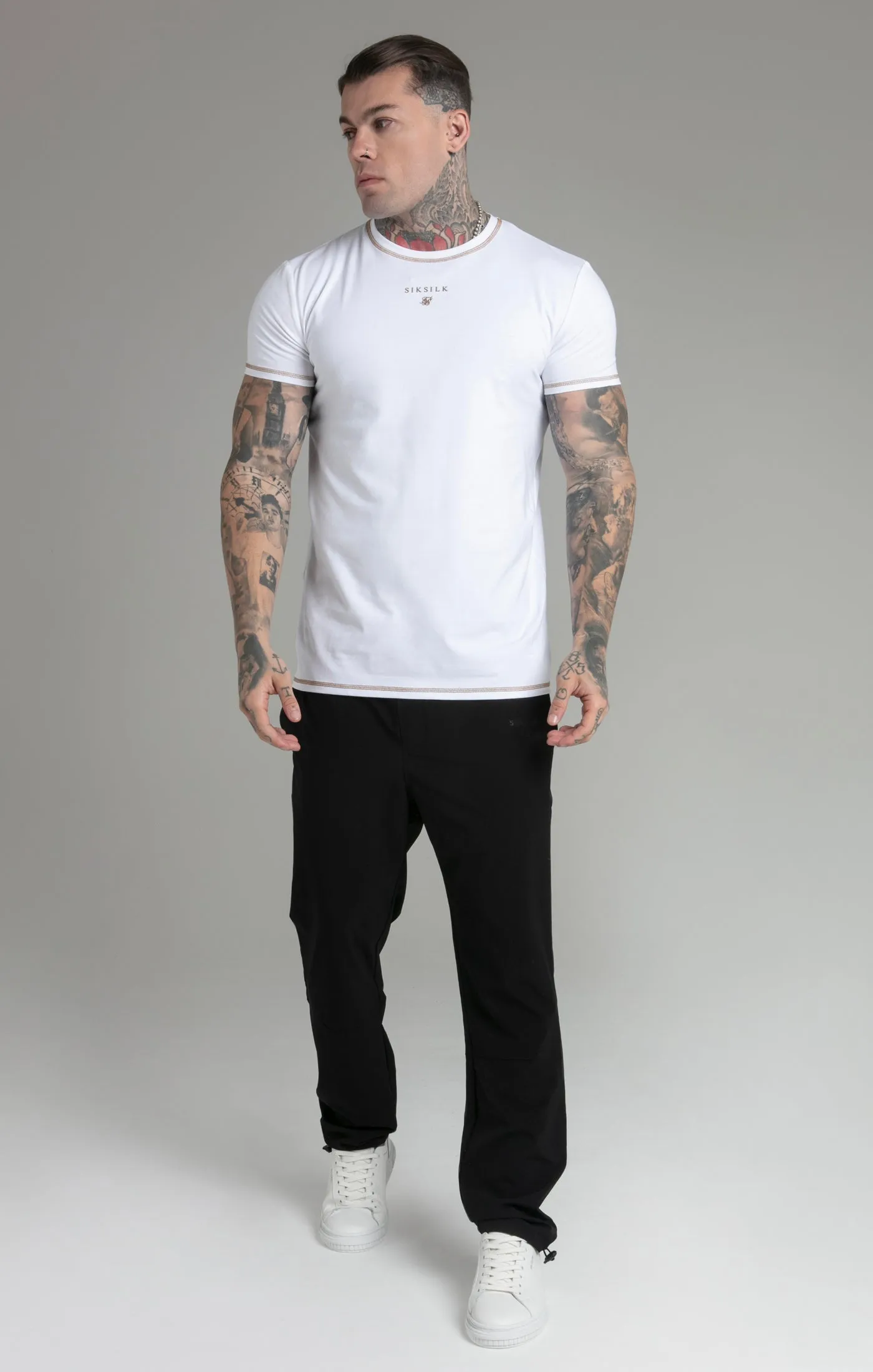 White Muscle Fit T-Shirt sold by Siksilk product image thumbnail 2