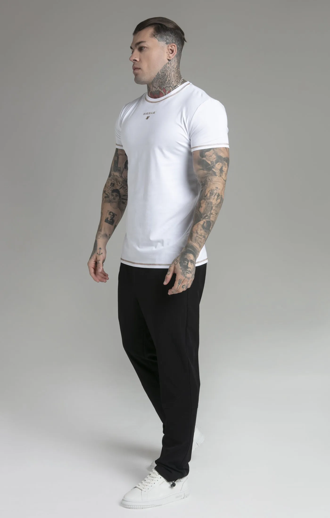 White Muscle Fit T-Shirt sold by Siksilk product image thumbnail 4