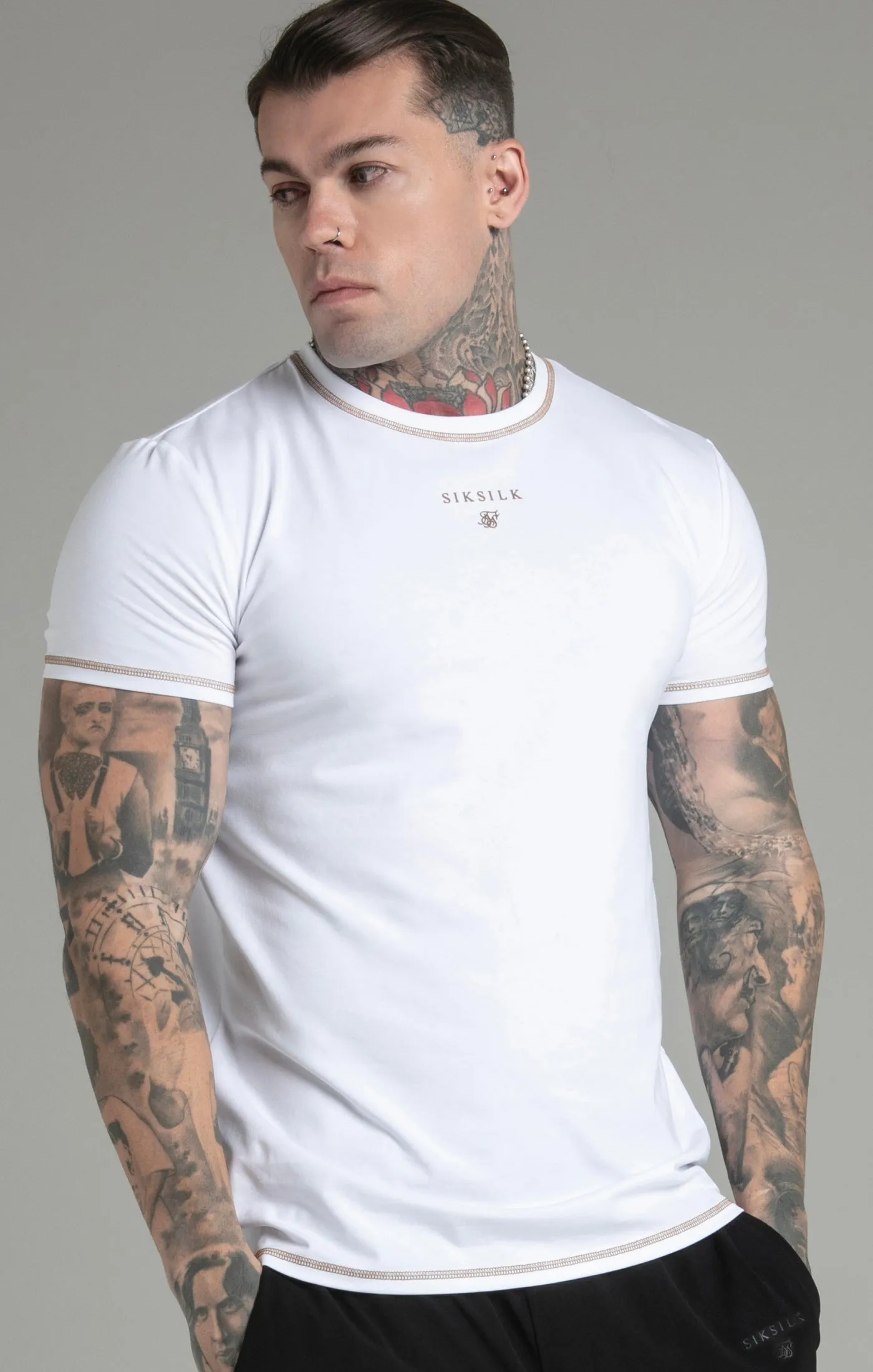 White Muscle Fit T-Shirt sold by Siksilk