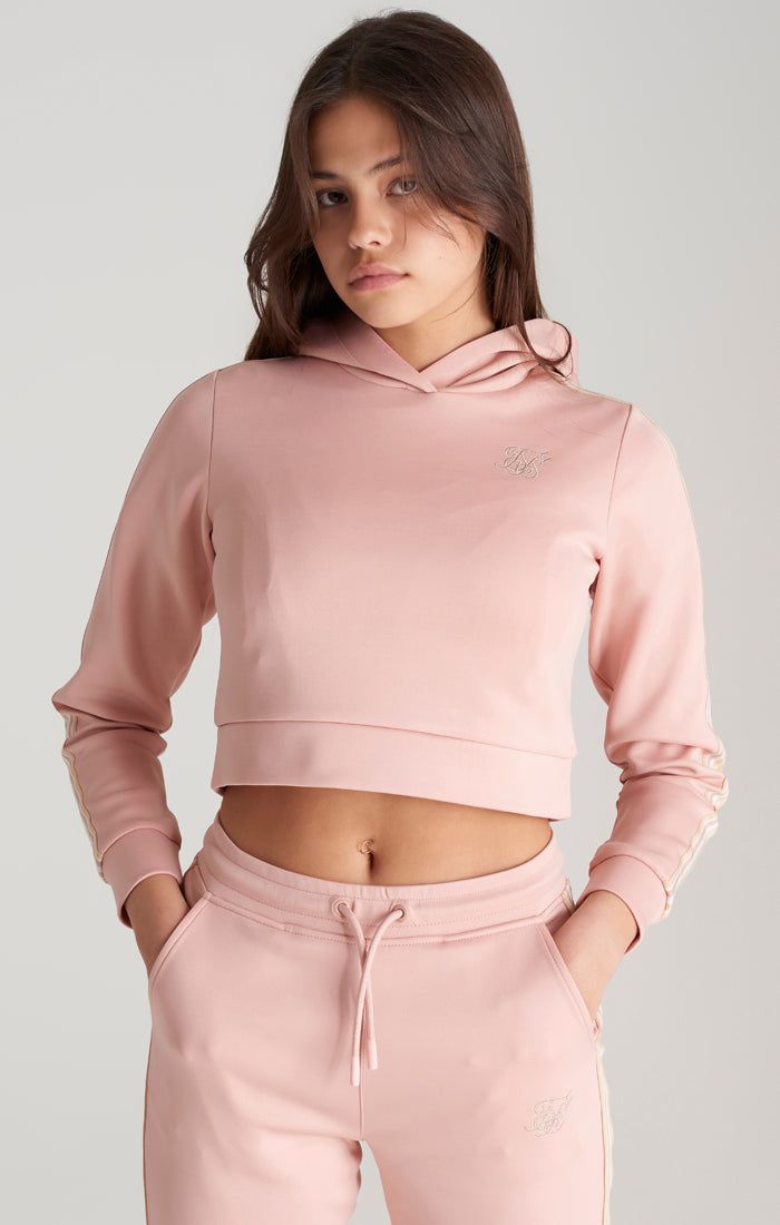 Girls Pink Taped Cropped Hoodie sold by Siksilk