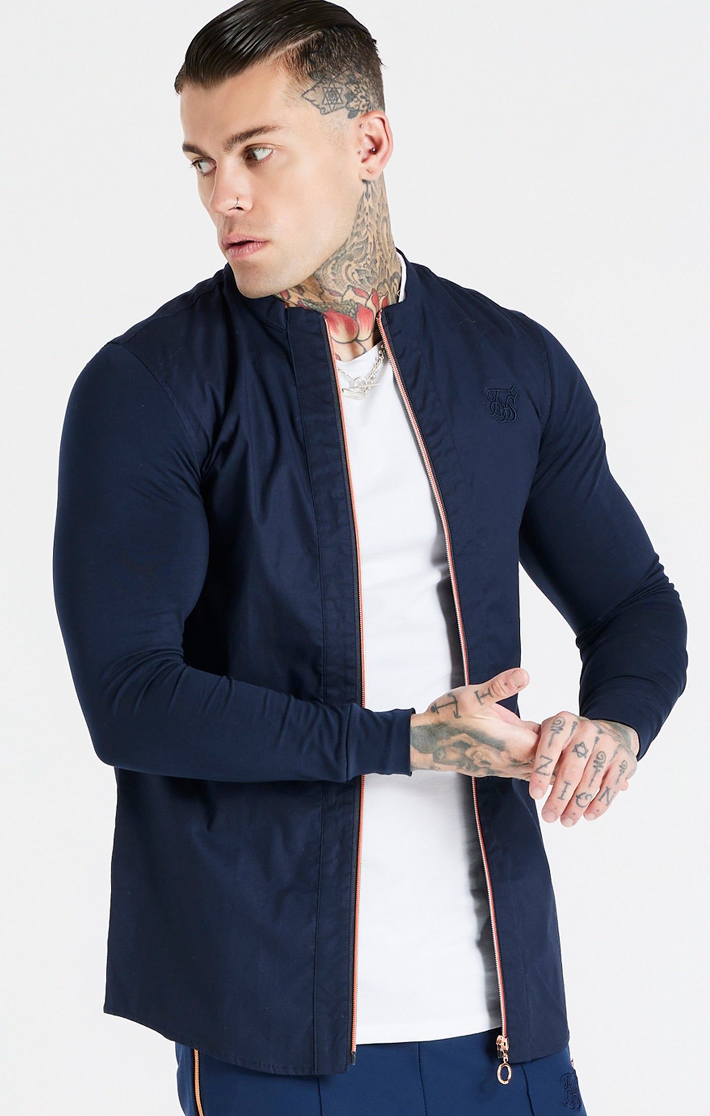 SikSilk L/S Zip Shirt - Navy sold by Siksilk product image thumbnail 2