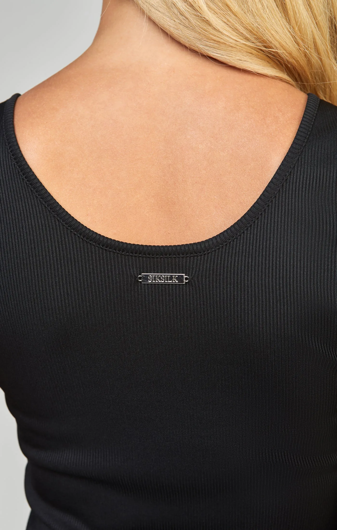 Black Ribbed Scoop Bodysuit sold by Siksilk product image thumbnail 4