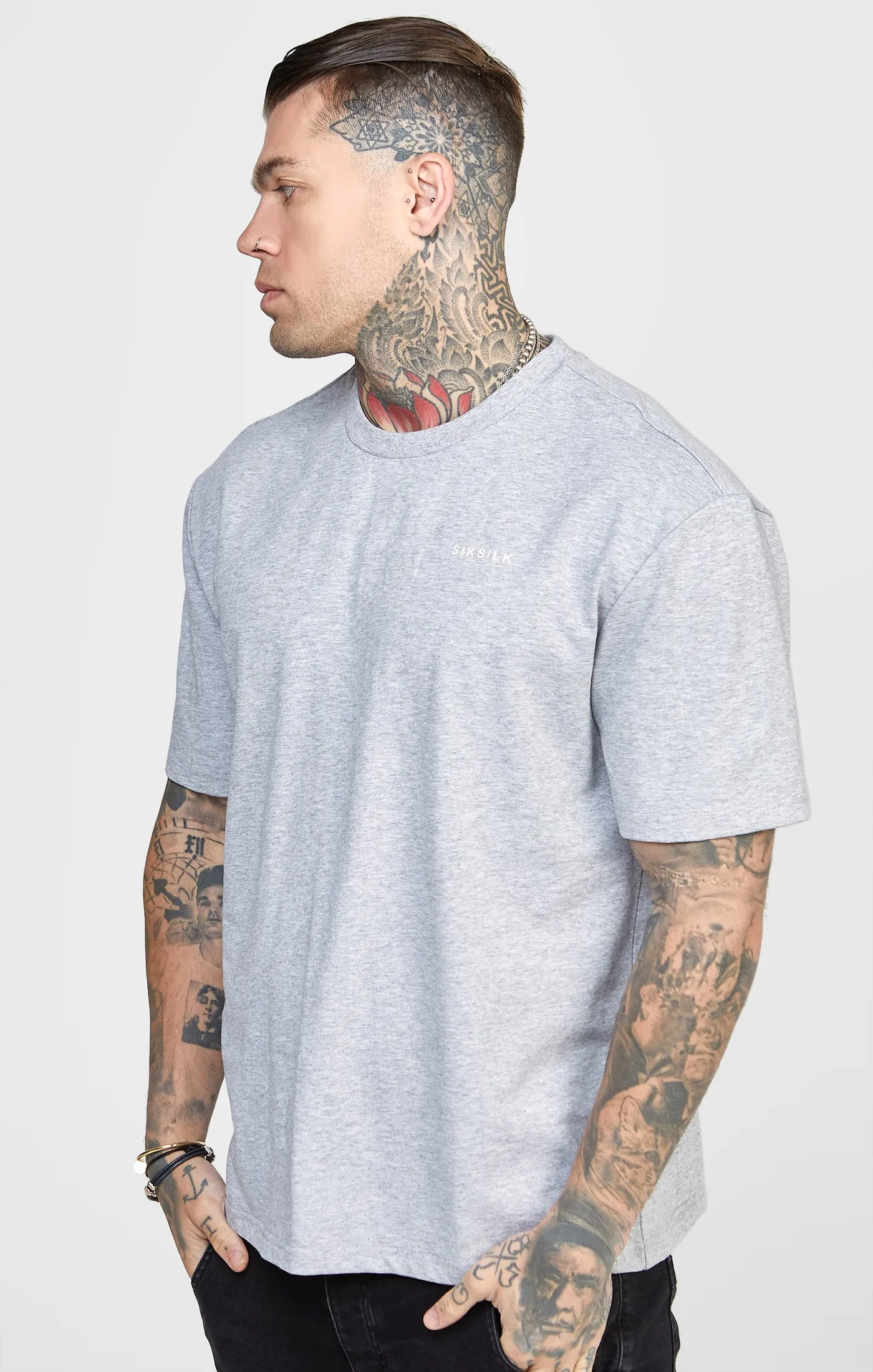 Grey Oversized Back Logo T-Shirt sold by Siksilk product image thumbnail 2