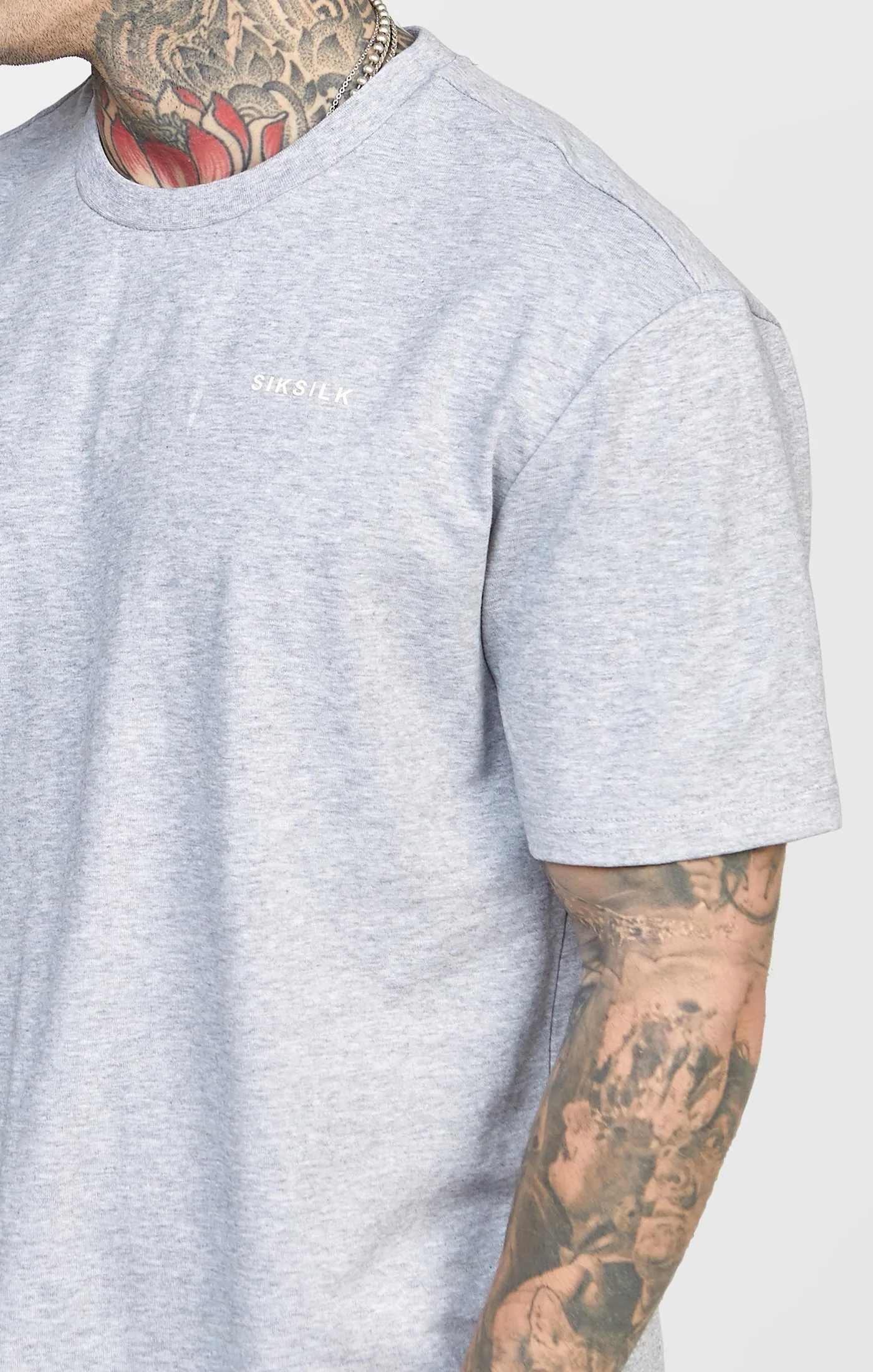 Grey Oversized Back Logo T-Shirt sold by Siksilk product image thumbnail 3