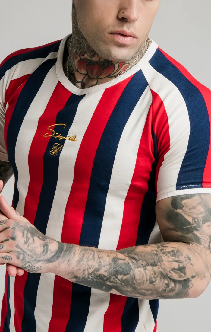 SikSilk Rotary Stripe Raglan Gym Tee - Red Navy & Off White sold by Siksilk product image thumbnail 5