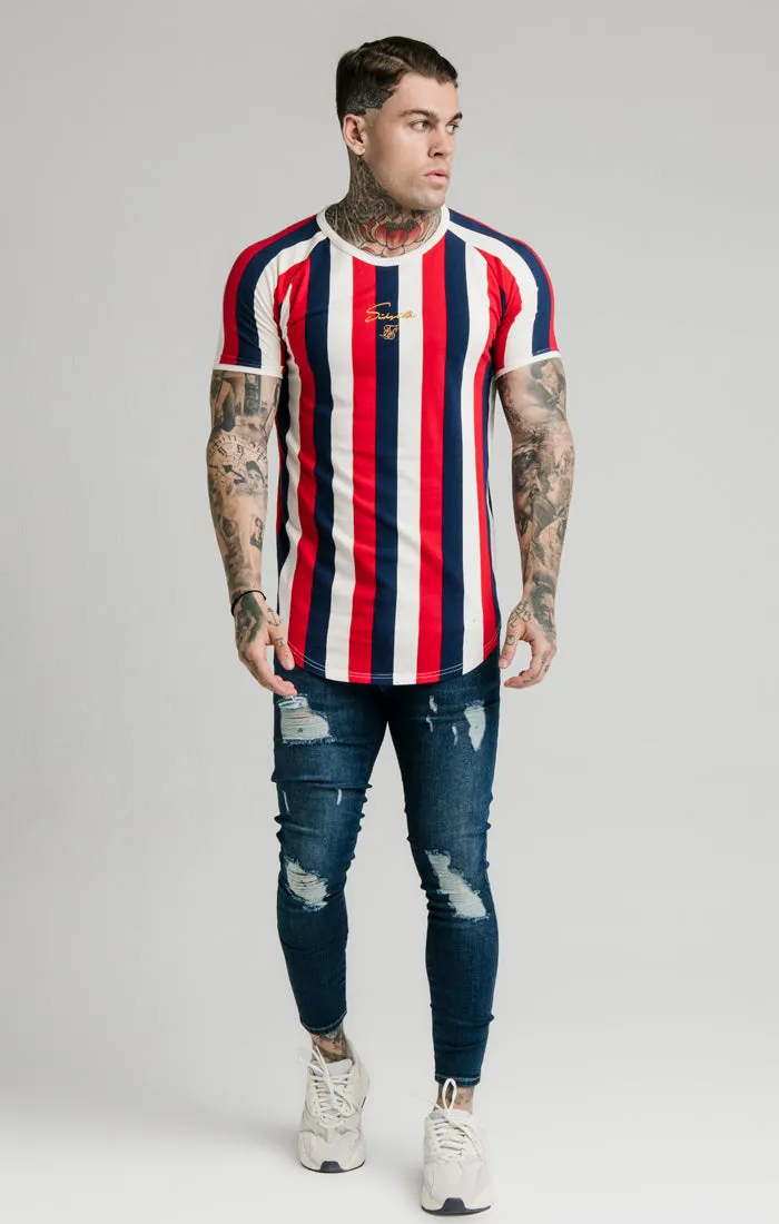 SikSilk Rotary Stripe Raglan Gym Tee - Red Navy & Off White sold by Siksilk product image thumbnail 2