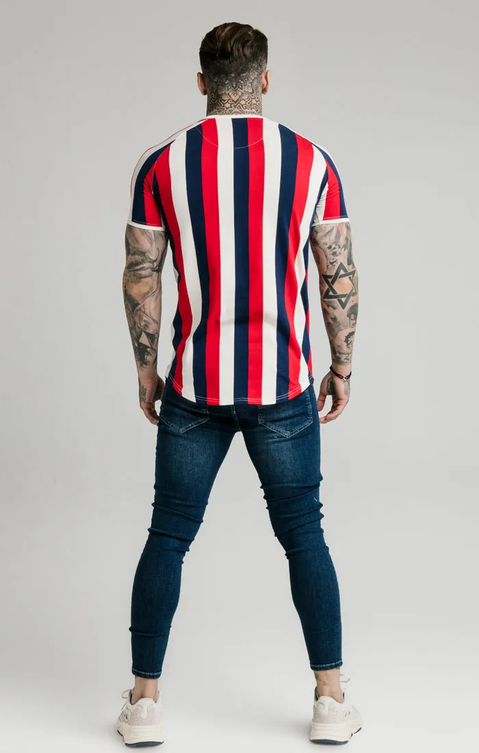 SikSilk Rotary Stripe Raglan Gym Tee - Red Navy & Off White sold by Siksilk product image thumbnail 3