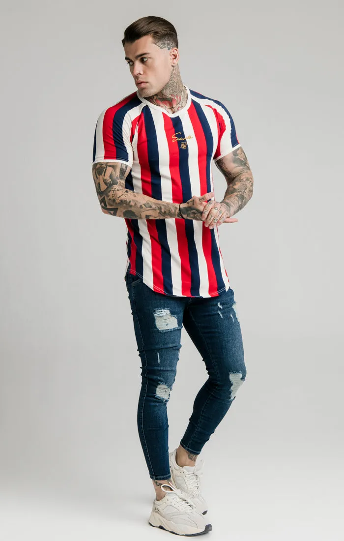 SikSilk Rotary Stripe Raglan Gym Tee - Red Navy & Off White sold by Siksilk product image thumbnail 4