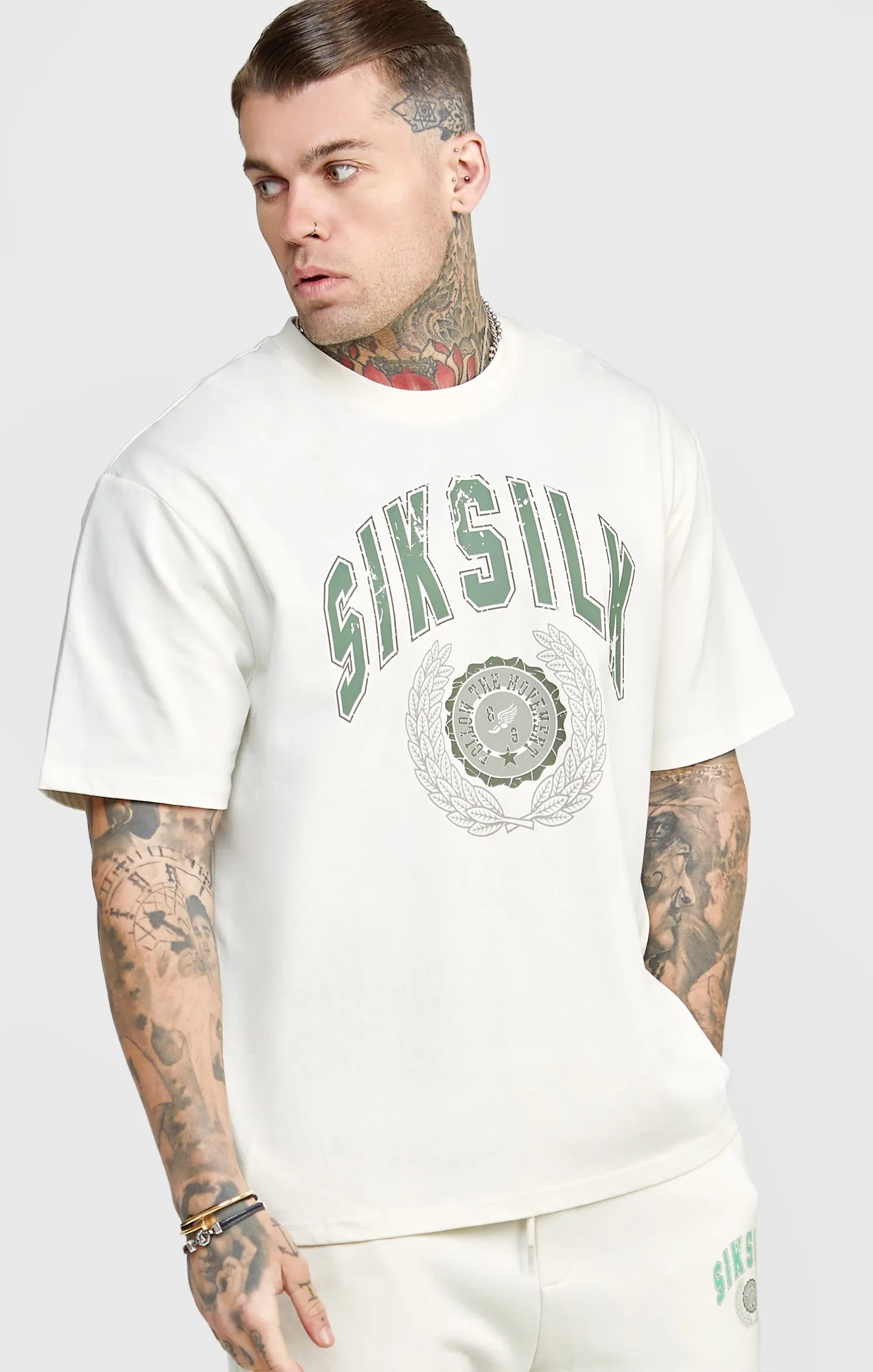 Ecru Oversized Graphic T-Shirt sold by Siksilk