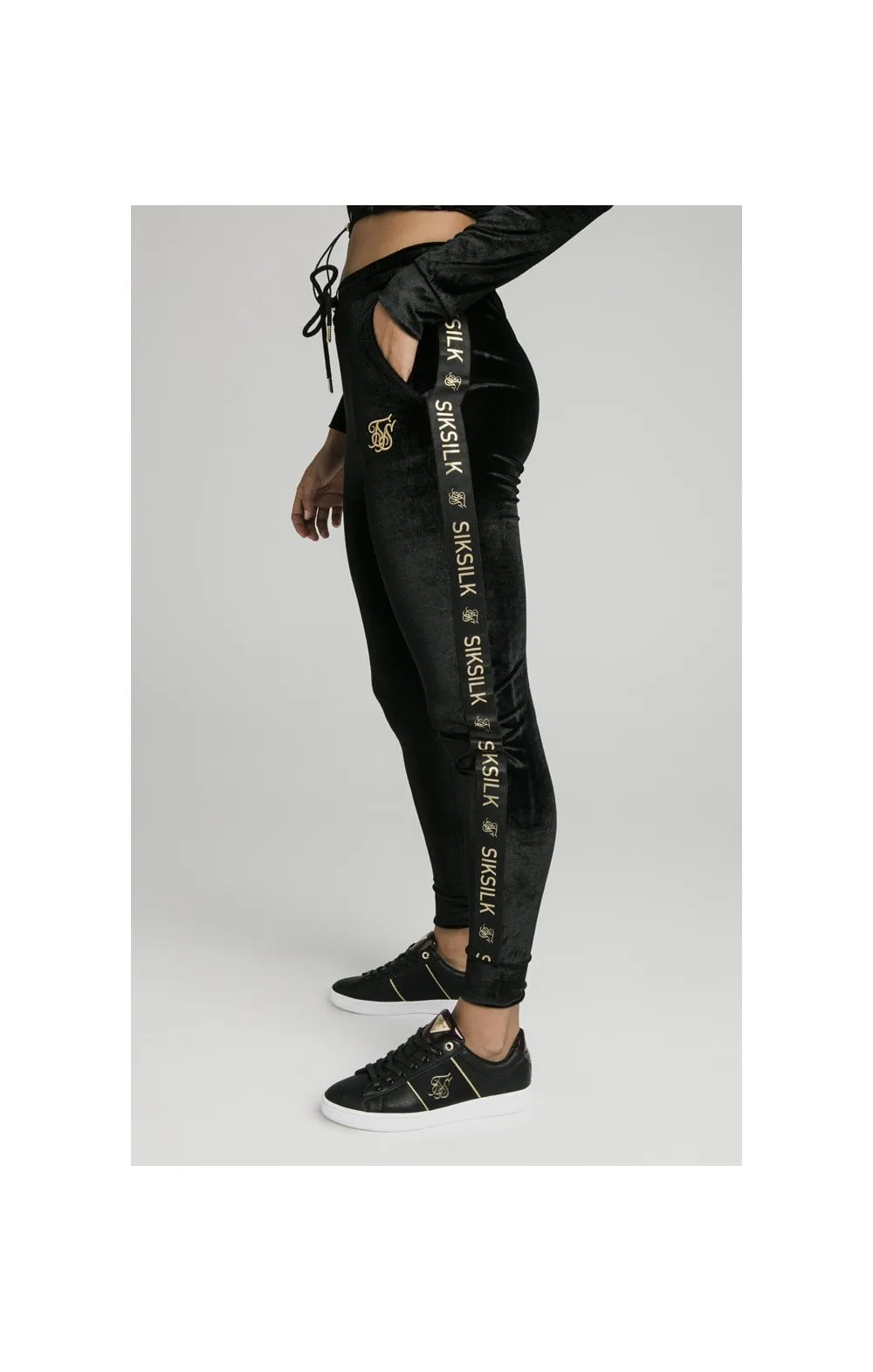 SikSilk Velour Joggers - Black & Gold sold by Siksilk product image thumbnail 2