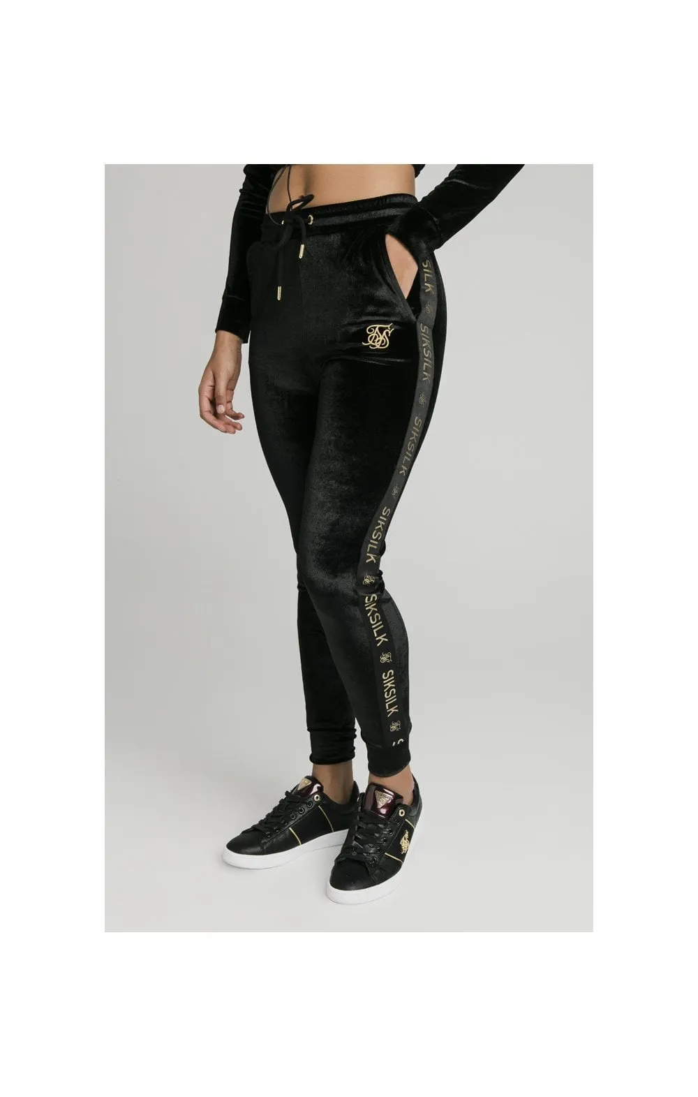 SikSilk Velour Joggers - Black & Gold sold by Siksilk product image thumbnail 3