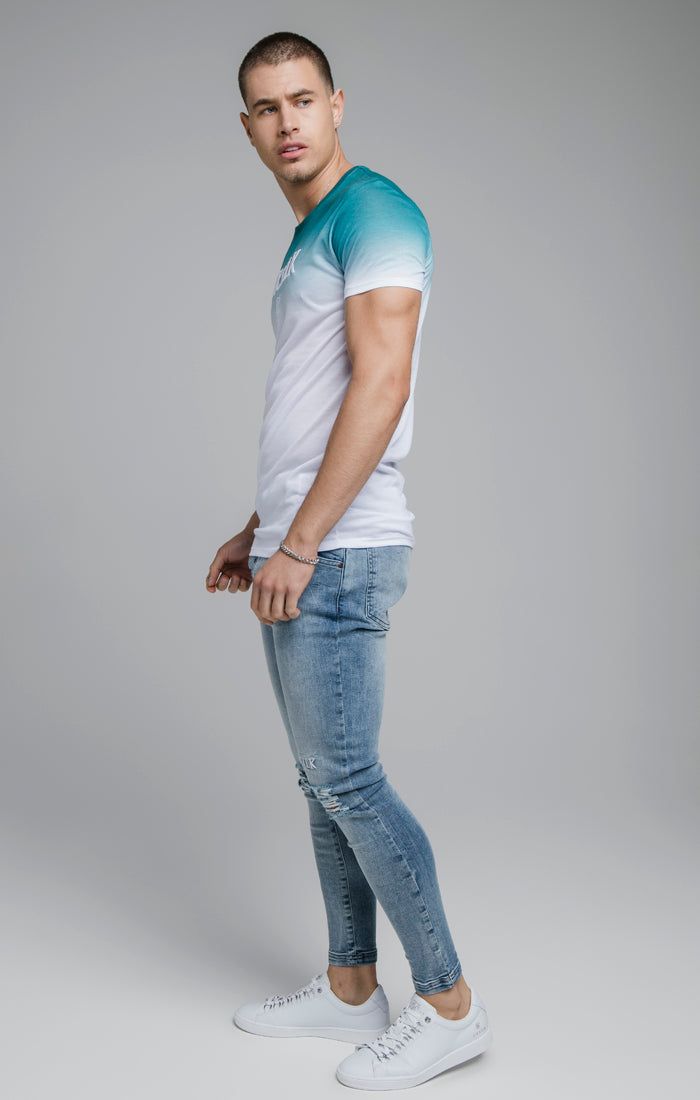 Teal Embroidered Muscle Fit T-Shirt sold by Siksilk product image thumbnail 3