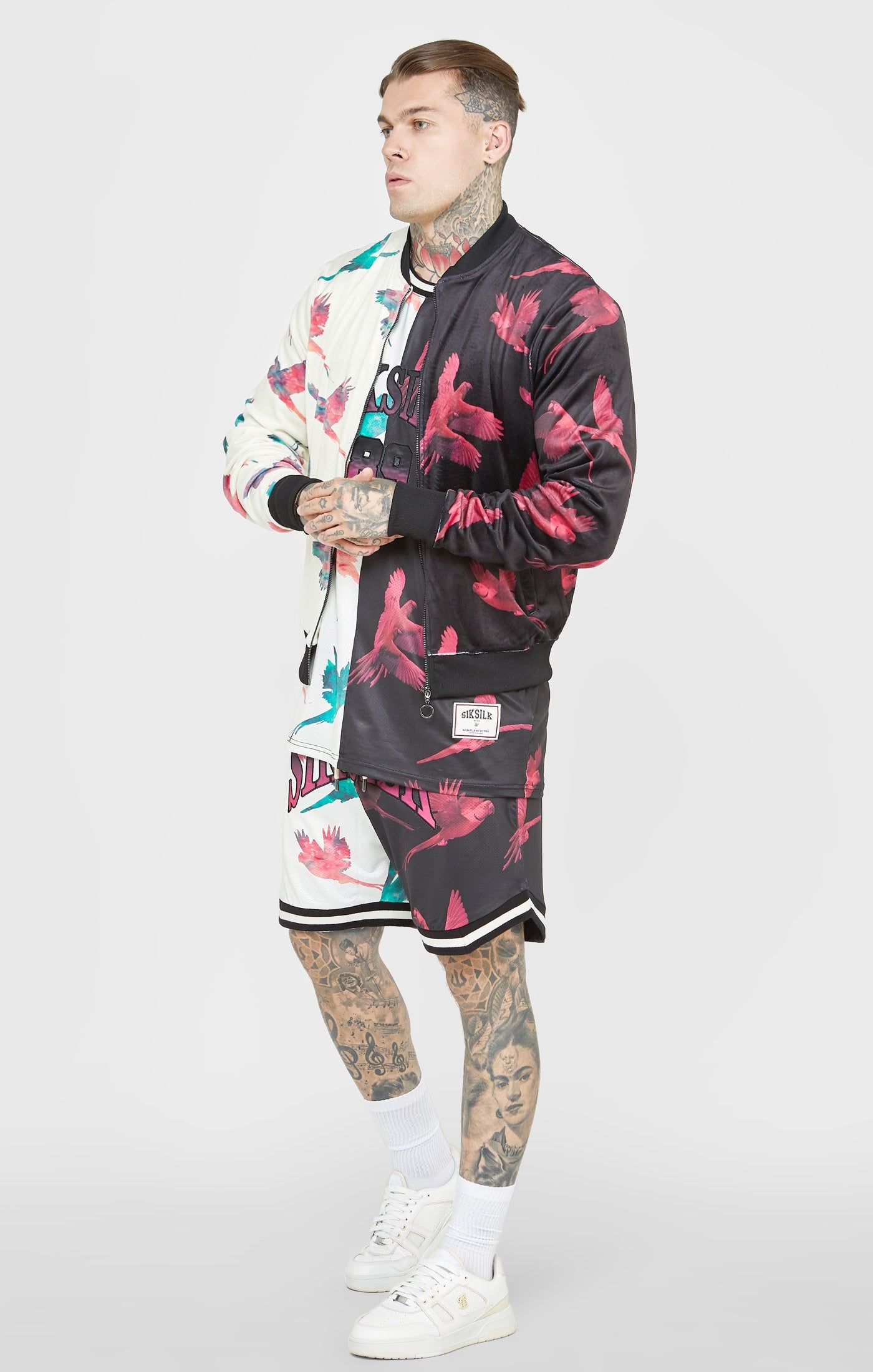 Ecru Print Bomber Jacket sold by Siksilk product image thumbnail 4