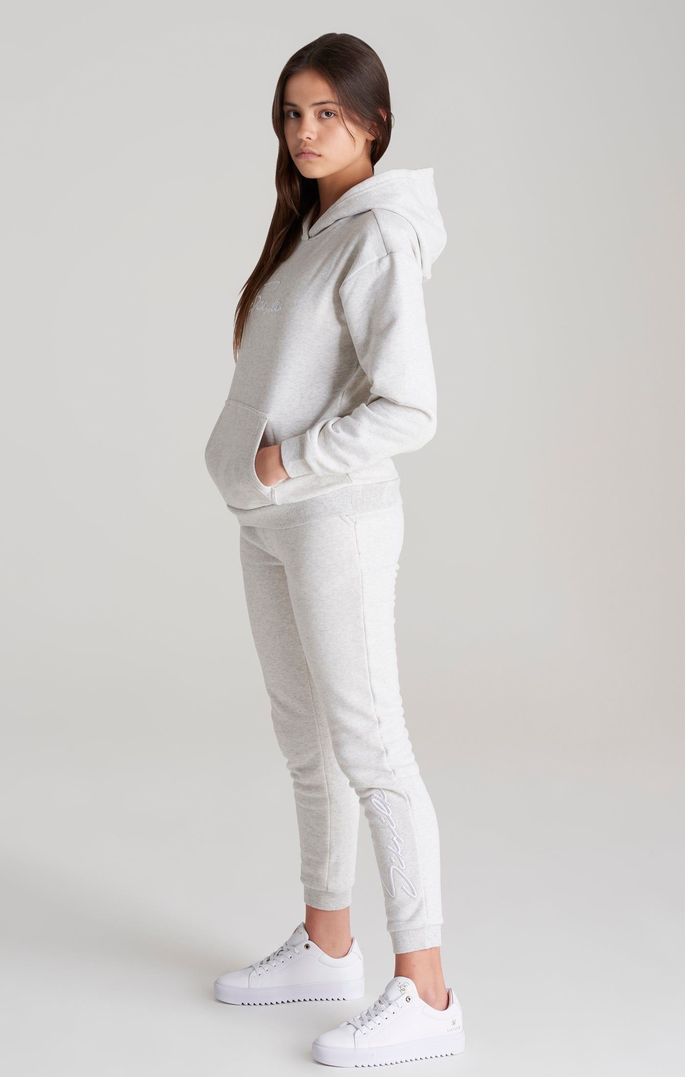 Girls Grey Marl Signature Overhead Hoodie sold by Siksilk product image thumbnail 4