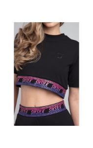 SikSilk Twilight Fade Crop Tee - Black sold by Siksilk
