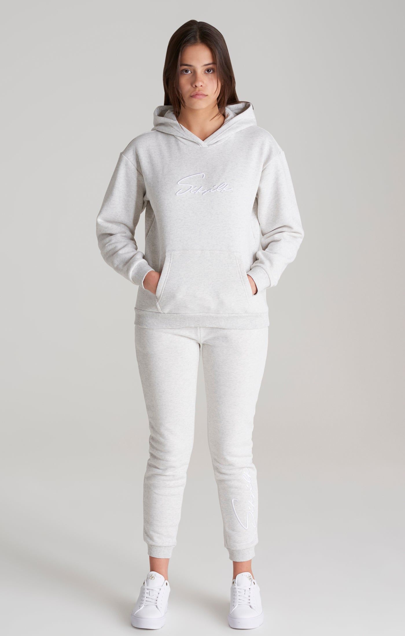 Girls Grey Marl Signature Overhead Hoodie sold by Siksilk product image thumbnail 3