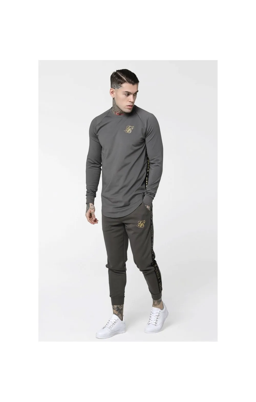 SikSilk Cuffed Cropped Taped Joggers – Cement sold by Siksilk product image thumbnail 5
