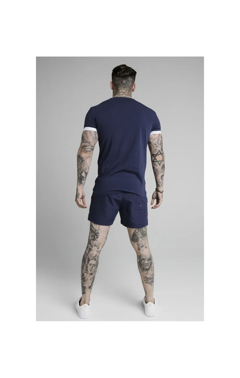 SikSilk Inset Elastic Cuff Gym Tee – Navy sold by Siksilk product image thumbnail 5