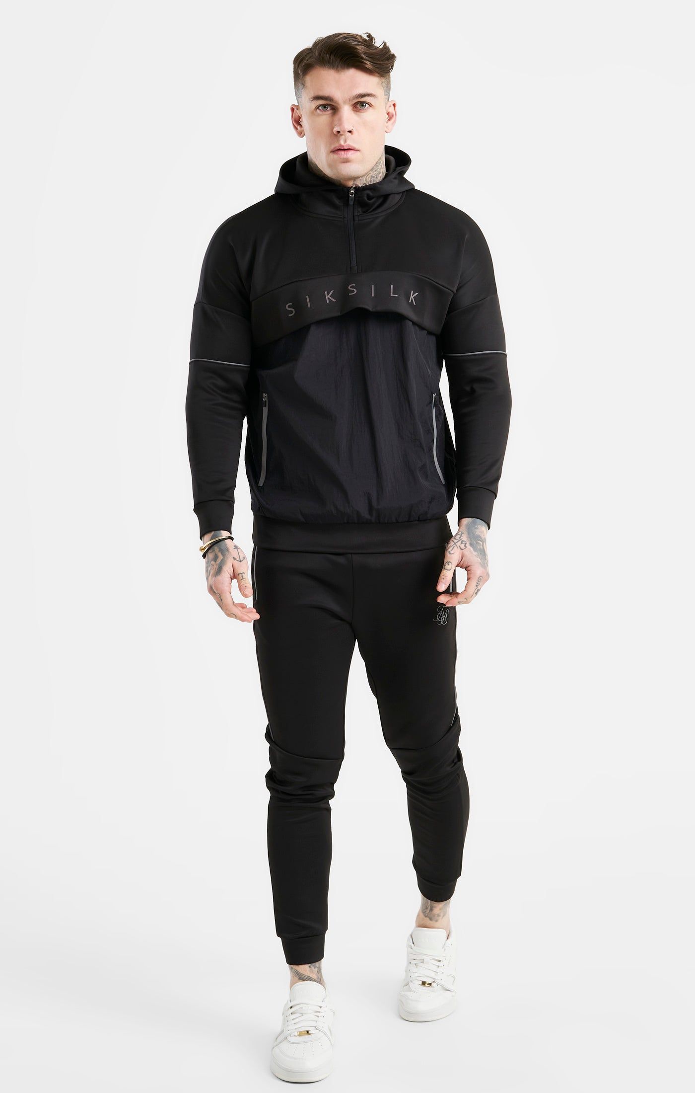 Black Panelled Hoodie sold by Siksilk product image thumbnail 3
