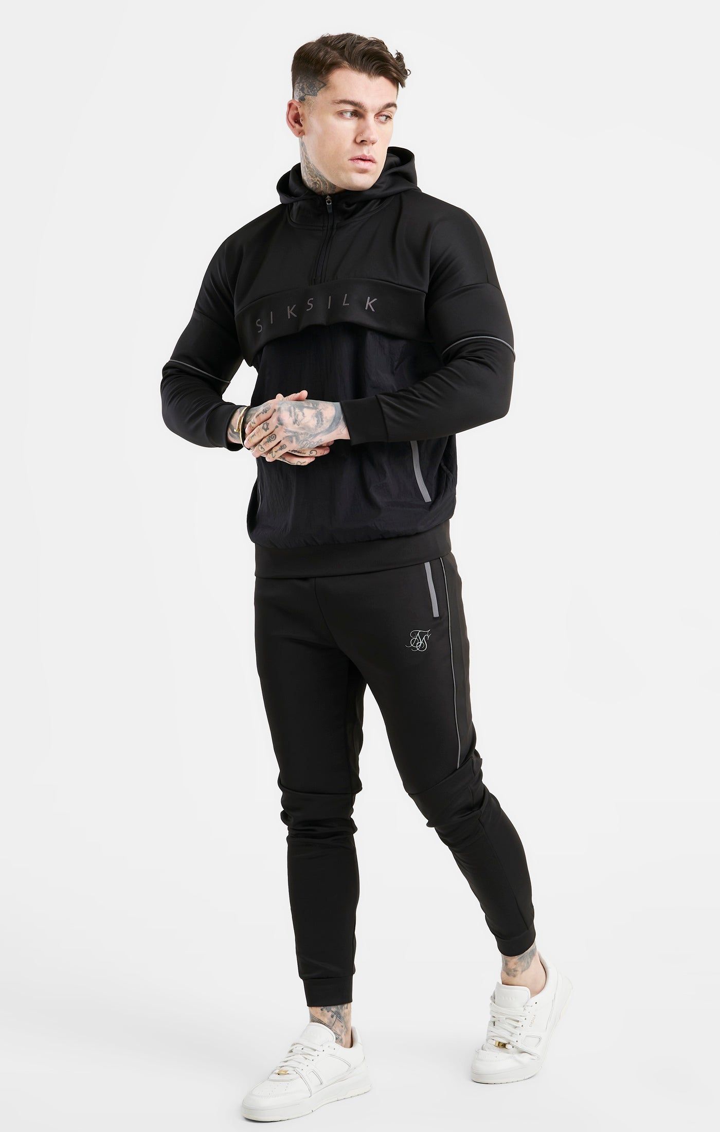 Black Panelled Hoodie sold by Siksilk product image thumbnail 4